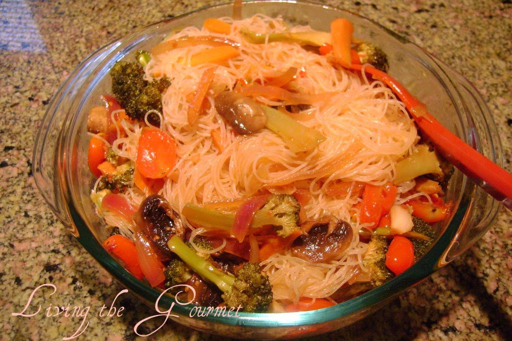 Asian Style Baked Veggies with Rice Noodles