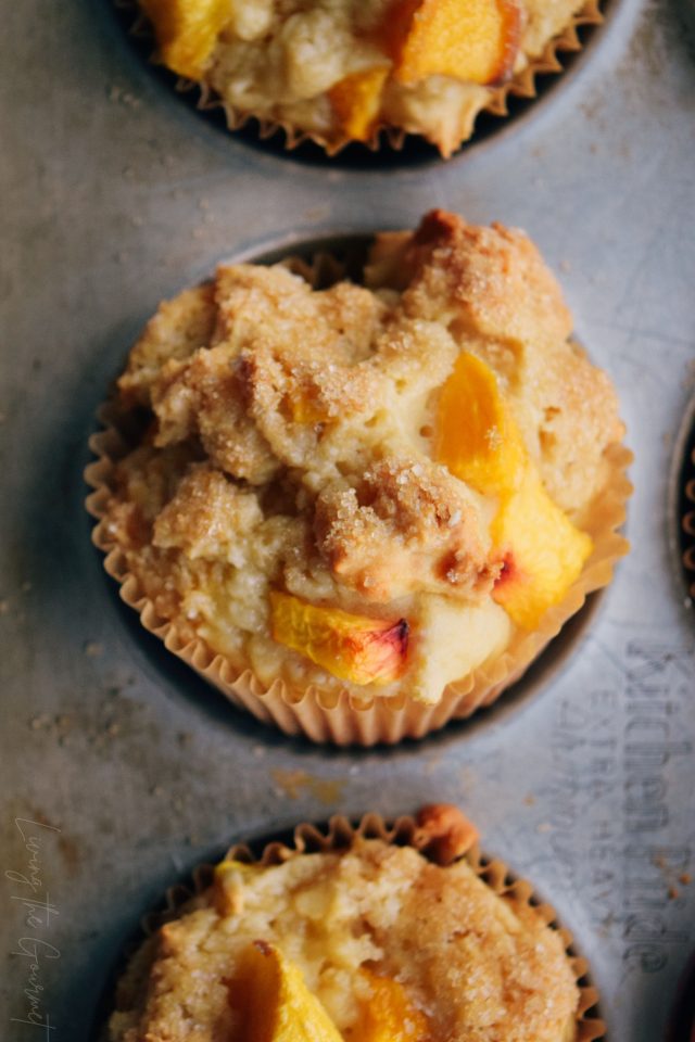 Fresh Peach Muffins - Living The Gourmet