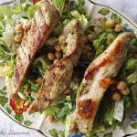 Grilled Boneless Chicken Breast with Green Tomato and Basil Salad