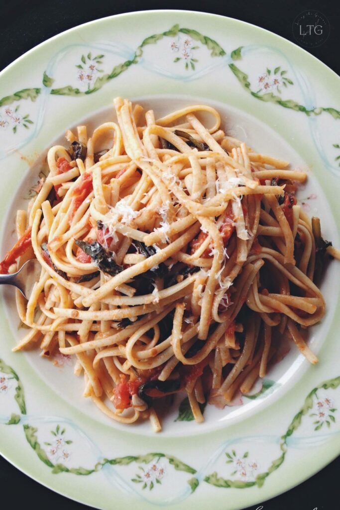 Dandelions and Fresh Tomato Sauce