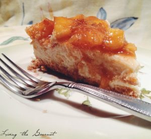 Cheesecake with Fresh Peach Topping - Living The Gourmet