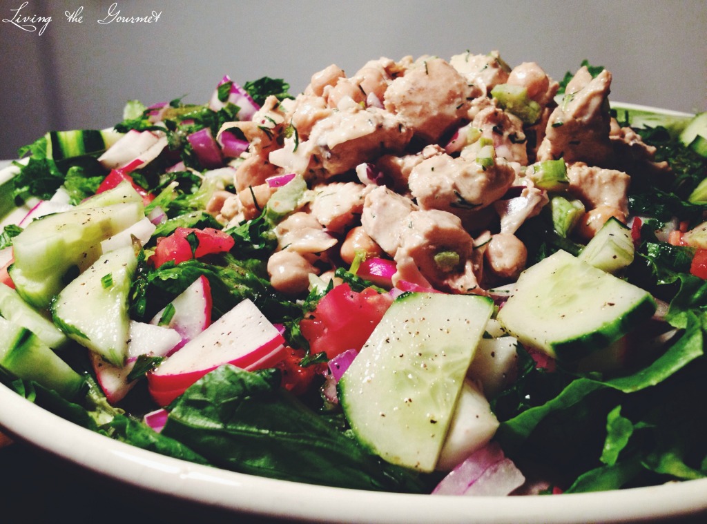 Easy and Light Chicken Salad with Fresh Salad Greens - Living The Gourmet