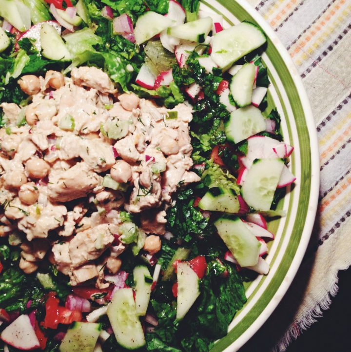 Easy and Light Chicken Salad with Fresh Salad Greens - Living The Gourmet