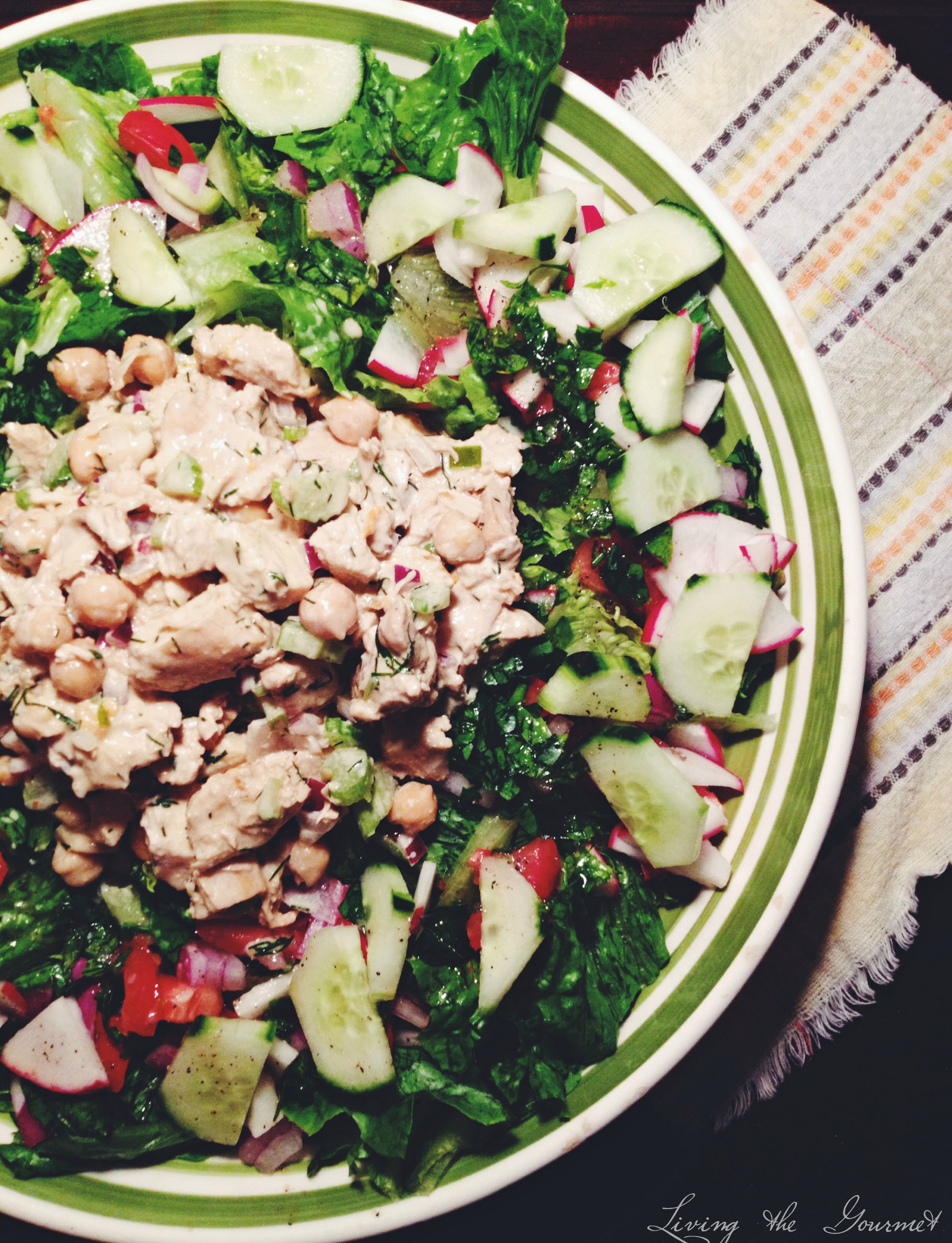 Easy and Light Chicken Salad with Fresh Salad Greens