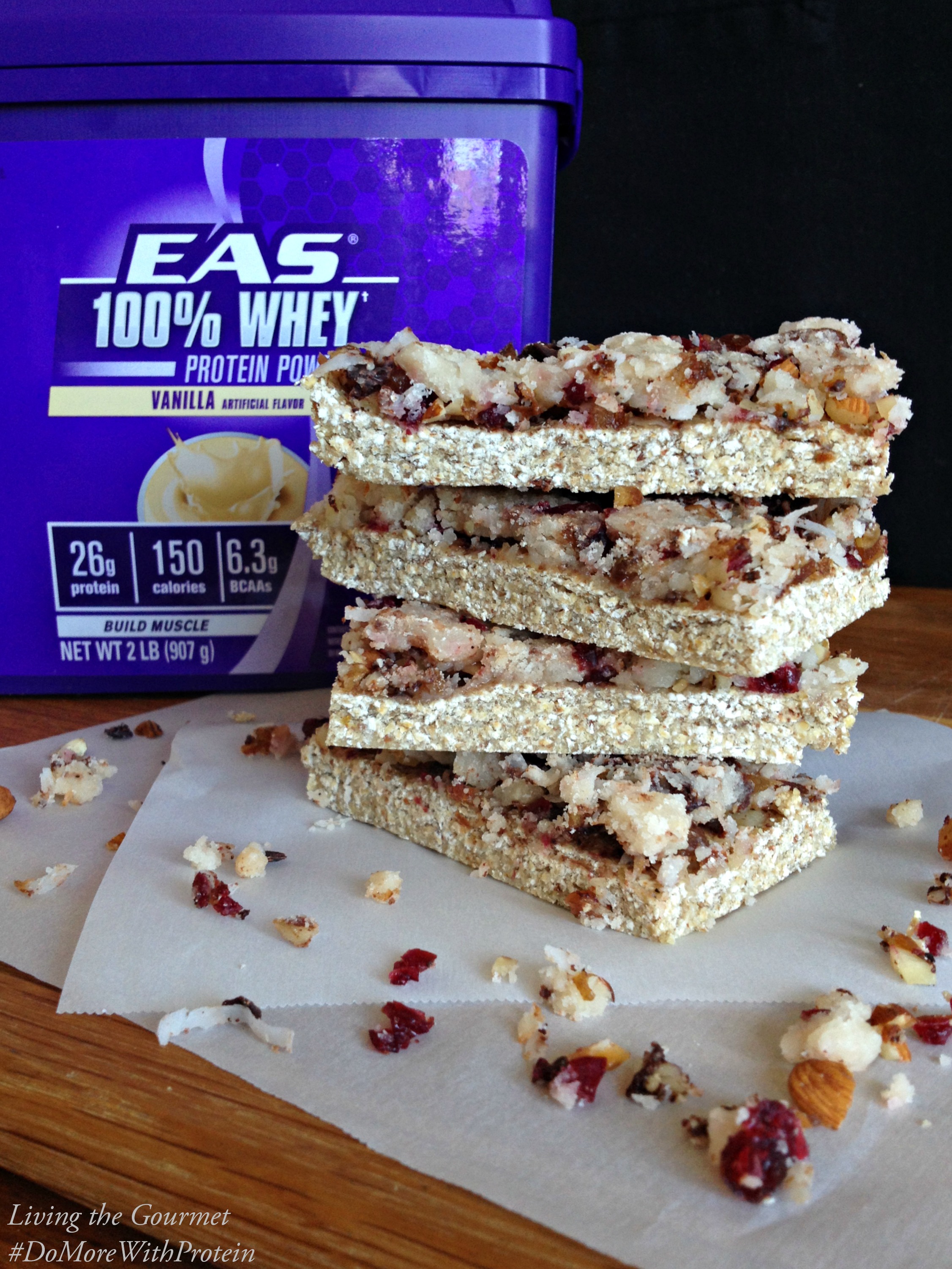 Vanilla Whey Protein Bars with Vegan Caramel - Living The Gourmet