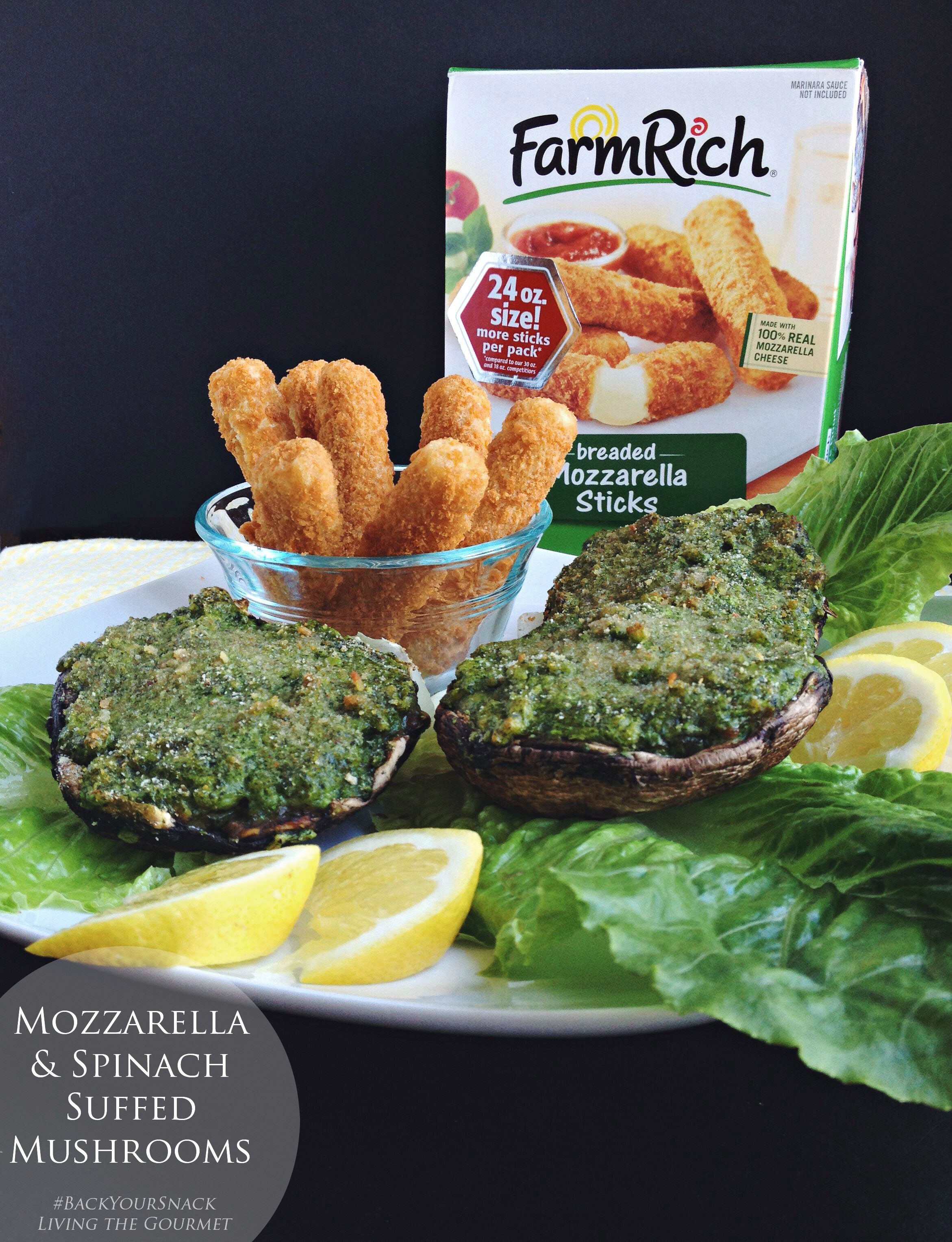 Living the Gourmet: Mozzarella & Spinach Stuffed Mushrooms | #BackYourSnack #ad