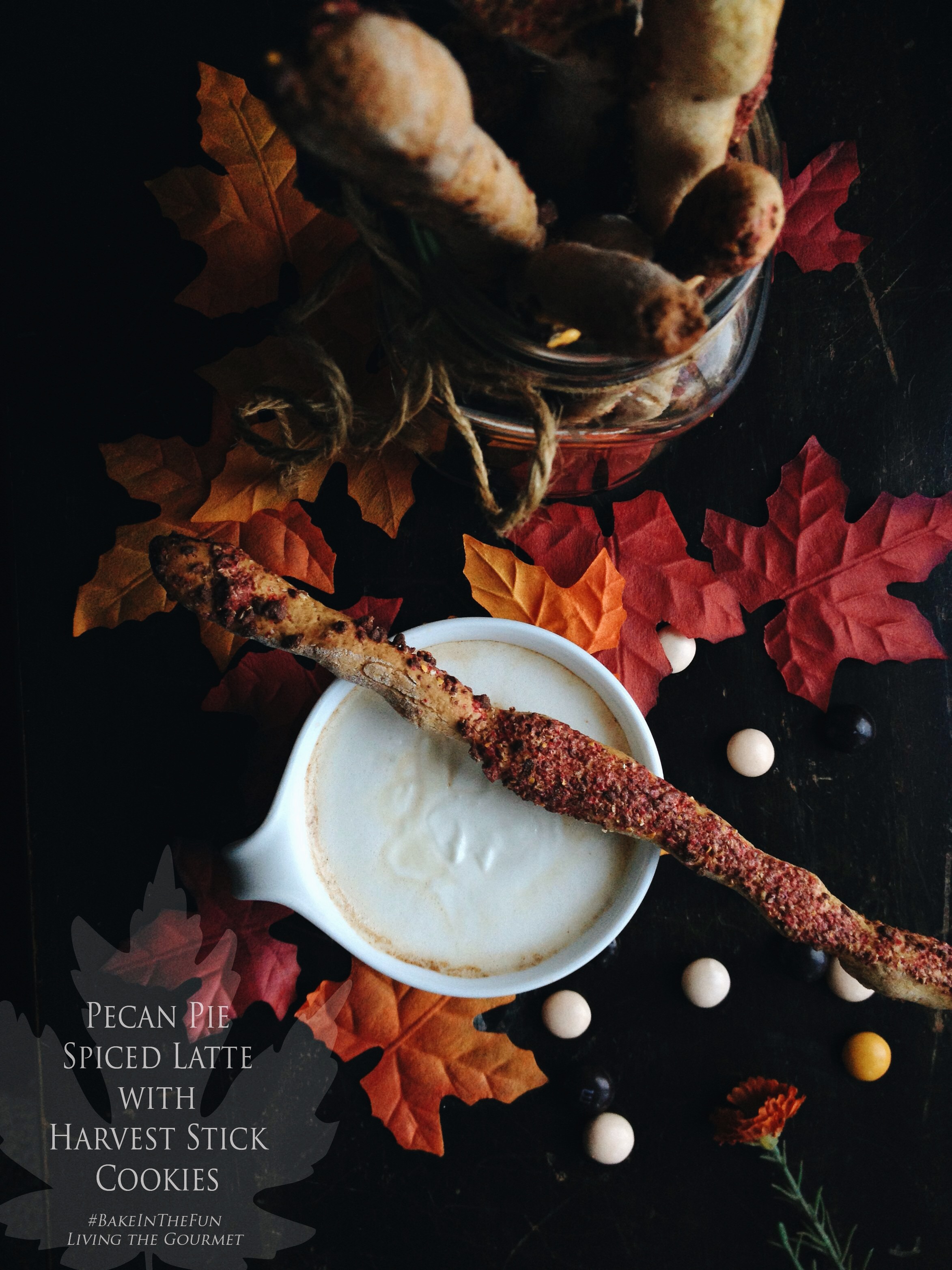 pecan pie spiced latte with harvest stick cookies