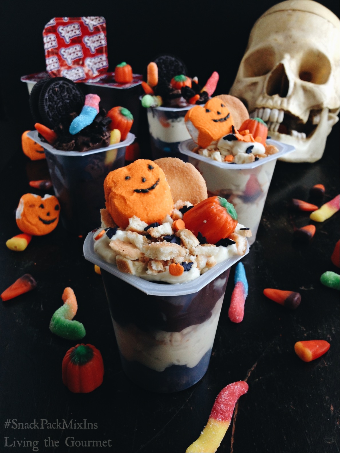 Living the Gourmet: Layered Halloween Pudding Cups | #SnackPackMixIns AD