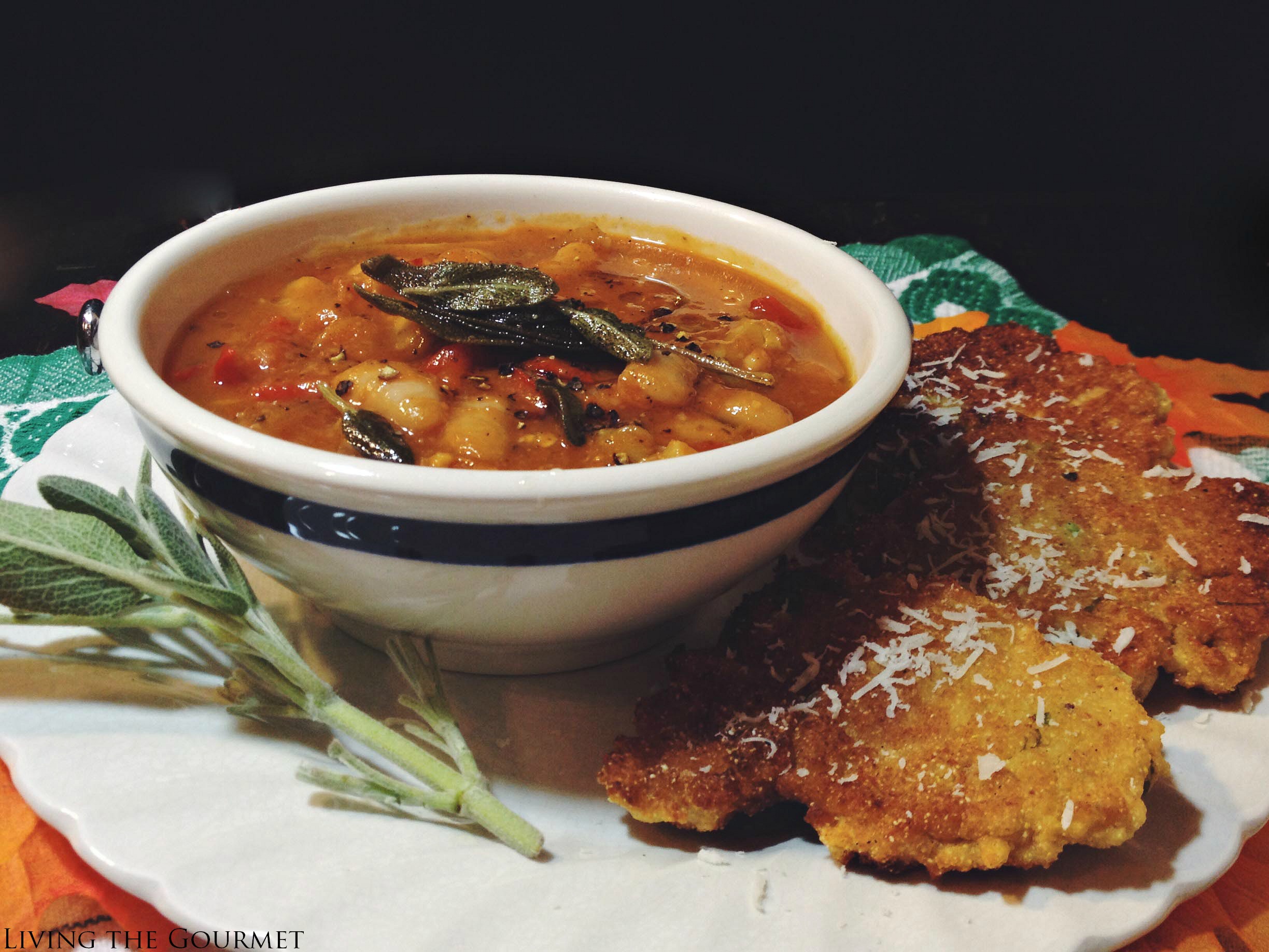 Living the Gourmet: Spicy Pumpkin Soup with Polenta Cakes