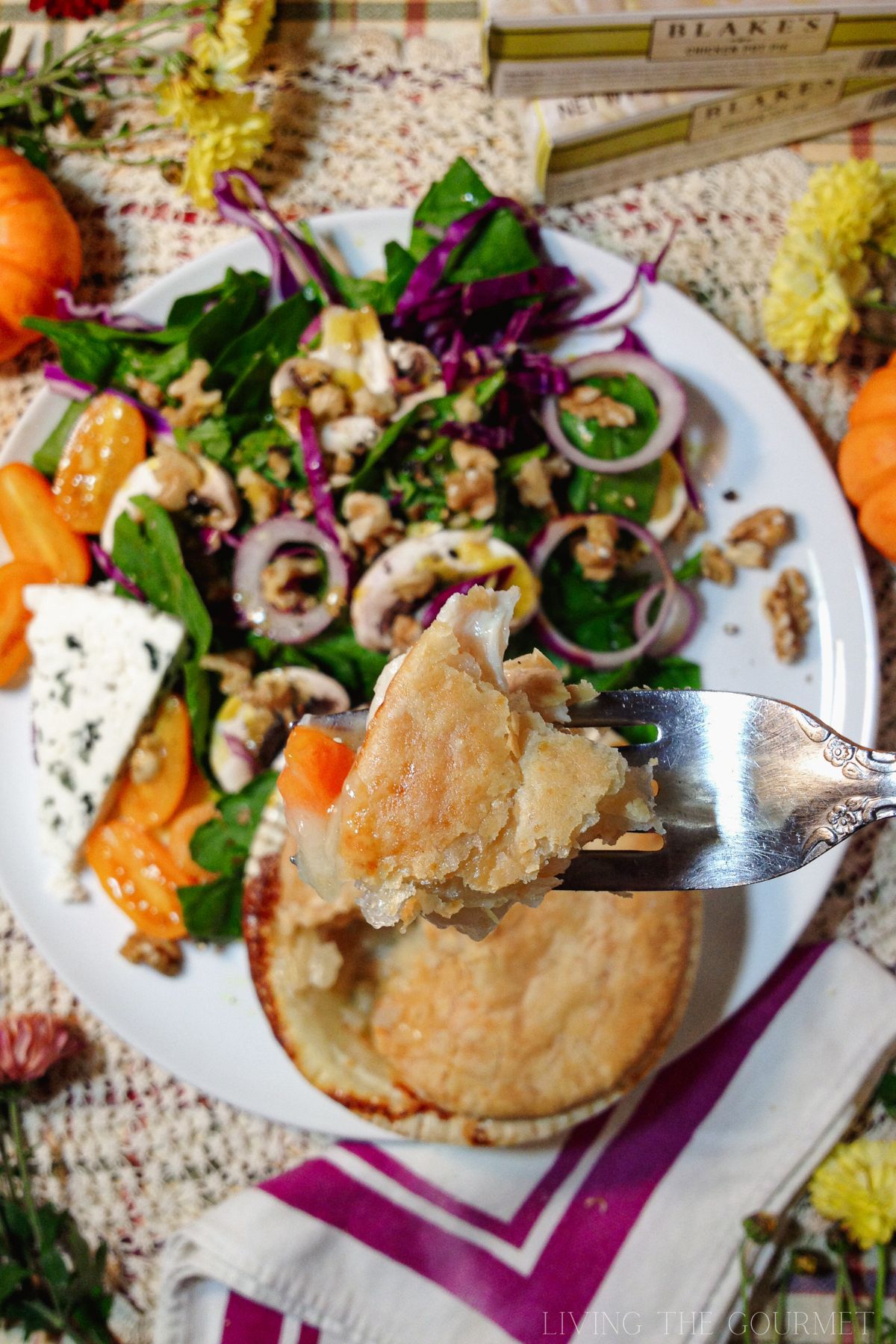 Chicken Pot Pie and Honey Mustard Spinach Salad