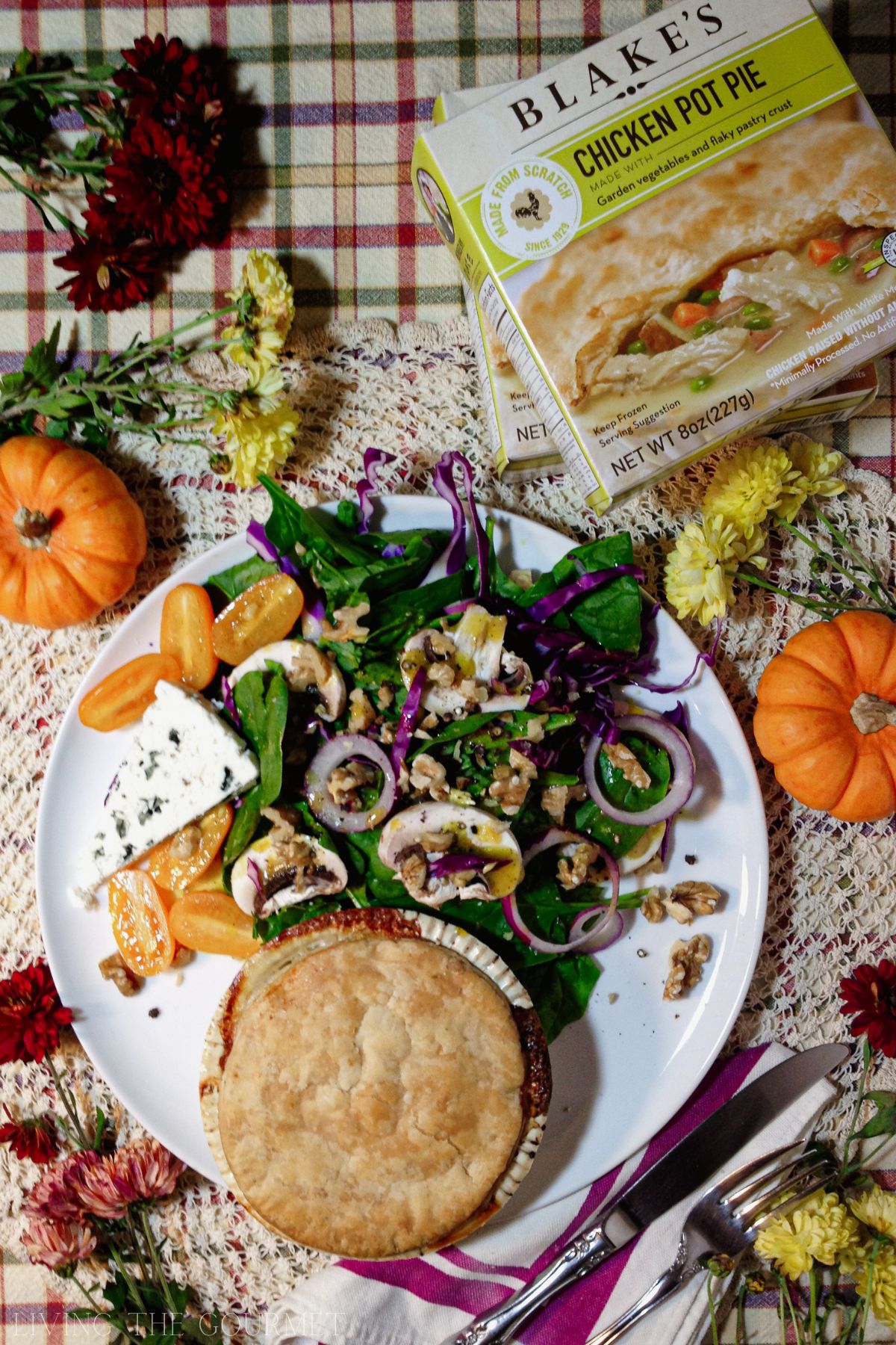 Chicken Pot Pie and Honey Mustard Spinach Salad