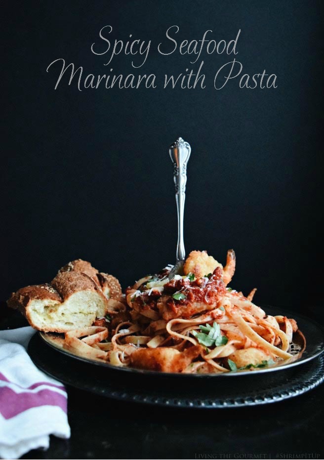 Living the Gourmet: Spicy Seafood Marinara with Pasta | #ShrimpItUp #Ad