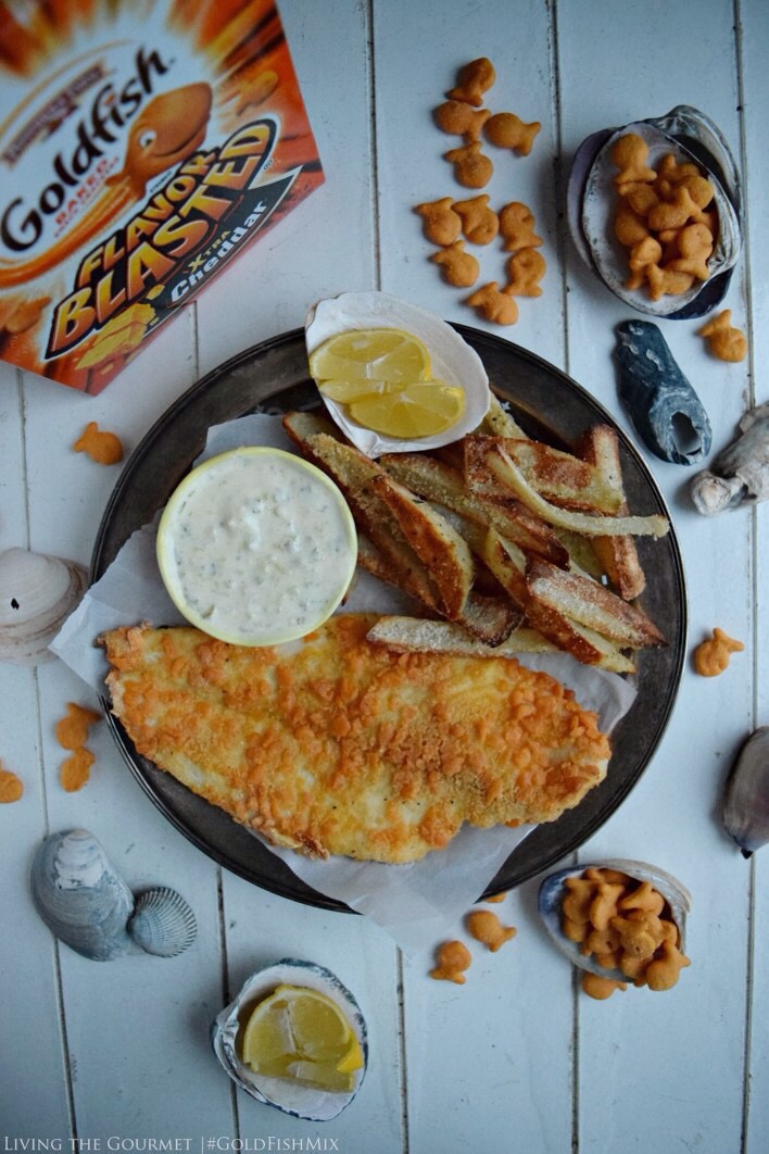 goldfish crackers crusted baked fish and chips