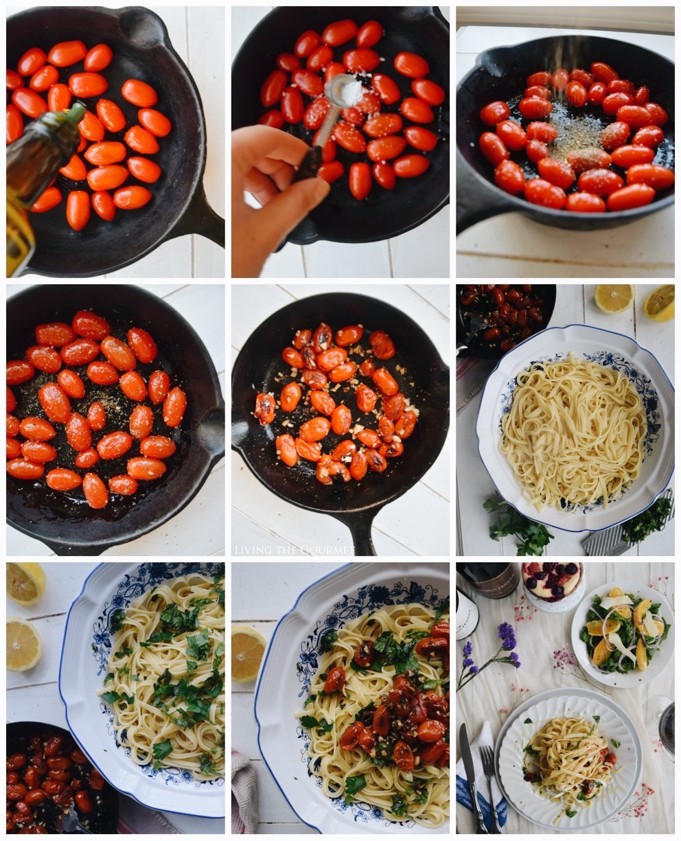 Living the Gourmet: Spring Linguine with Blistered Tomatoes & Basil | #GloriaFerrer #CleverGirls