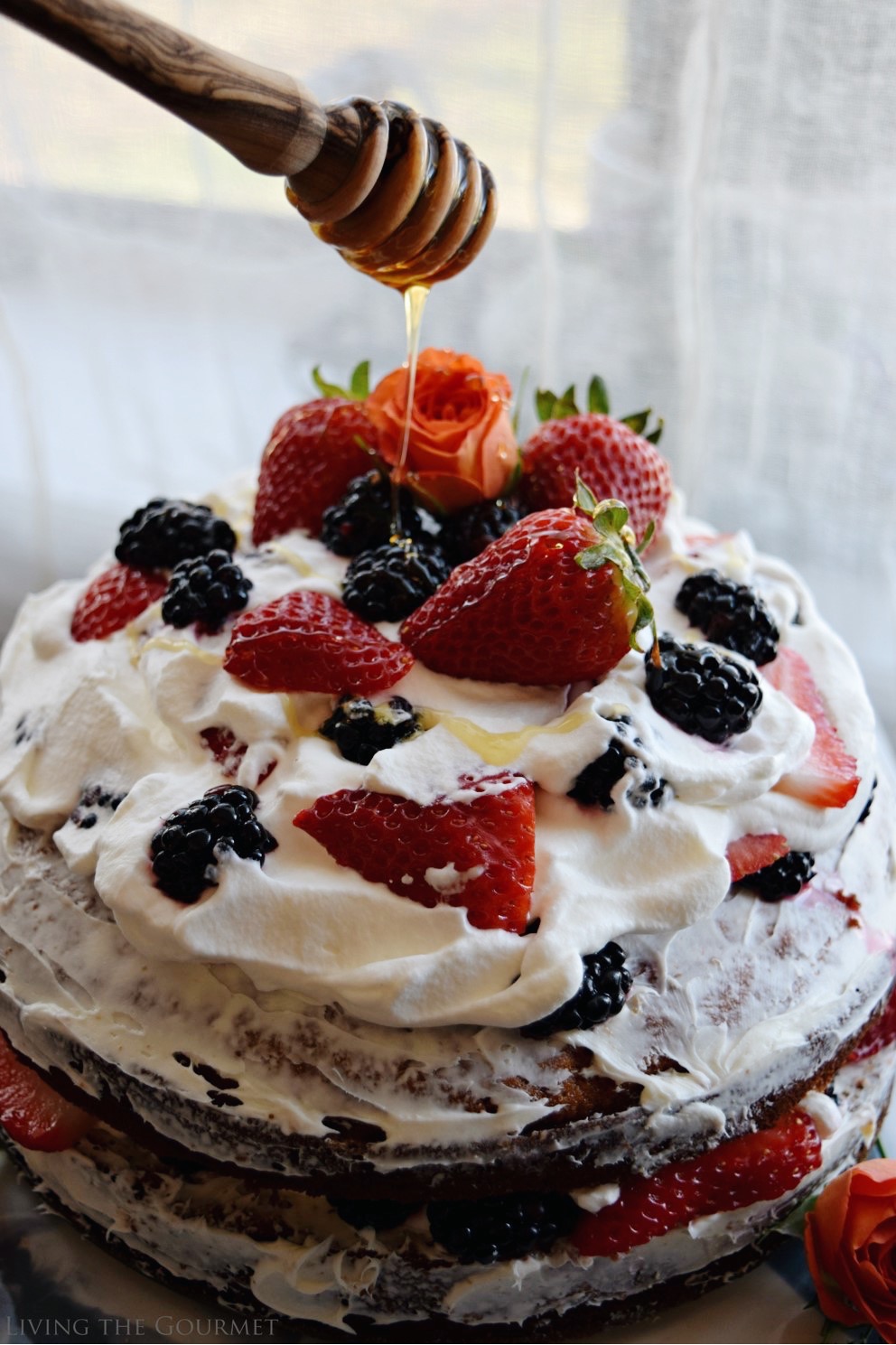 Living the Gourmet: Honey Spice Cake with Whipped Cream and Berries