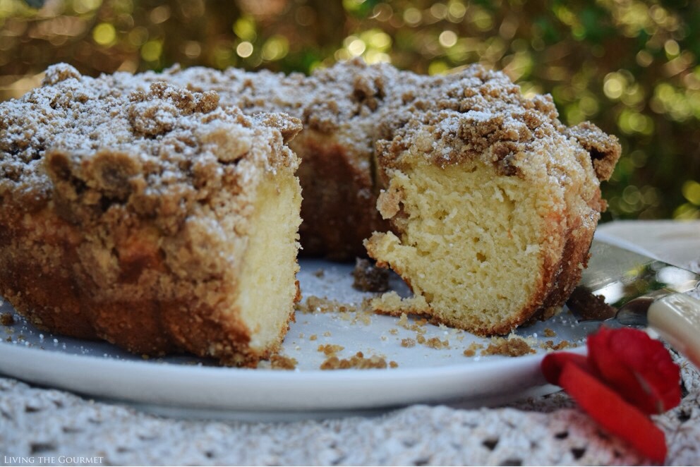 Living the Gourmet: New York Style Crumb Cake | #BundtBakers
