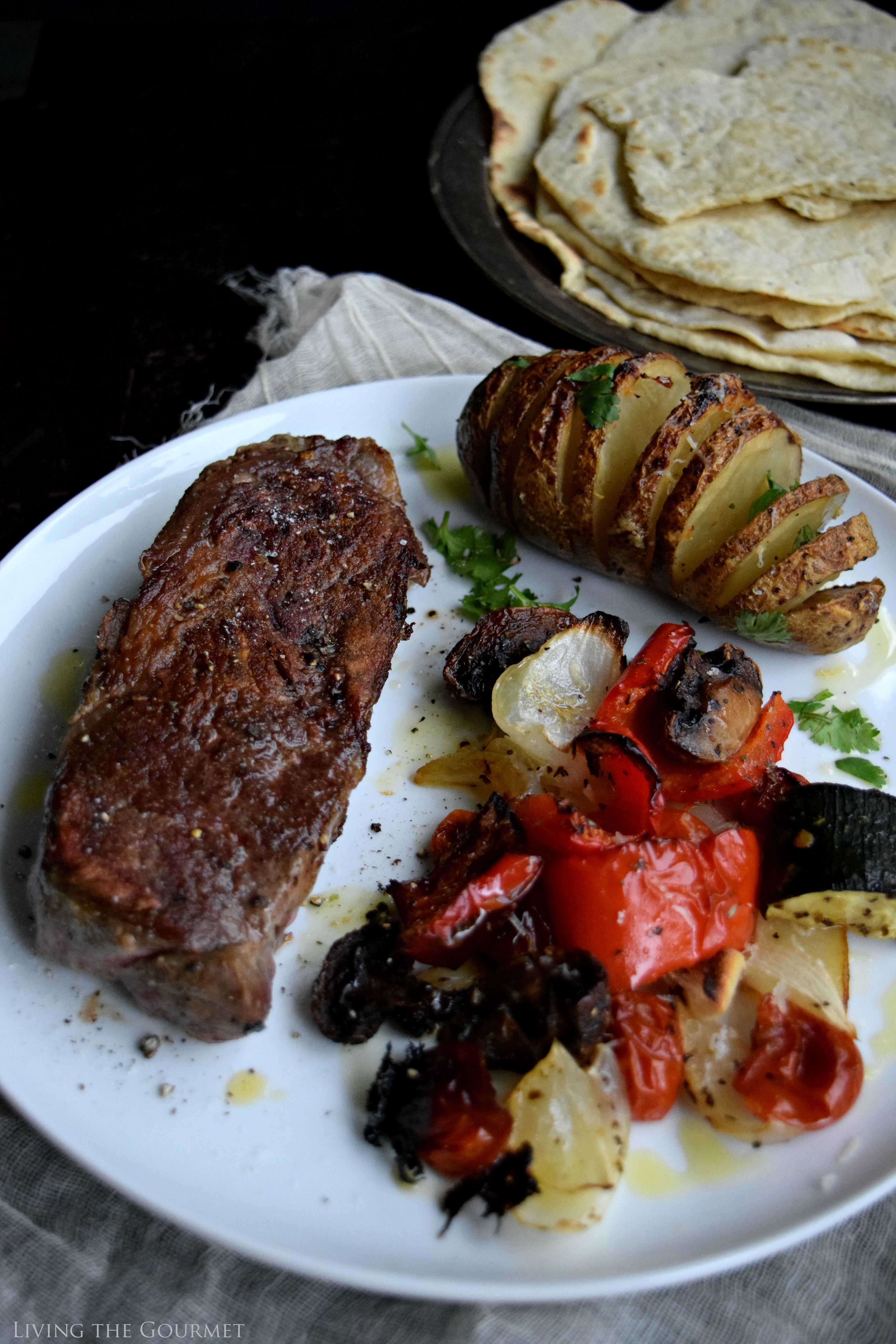 Living the Gourmet: Grilled Beef Ribeye Steaks with Hasselback Potatoes & Roasted Vegetables ft. ButcherBox