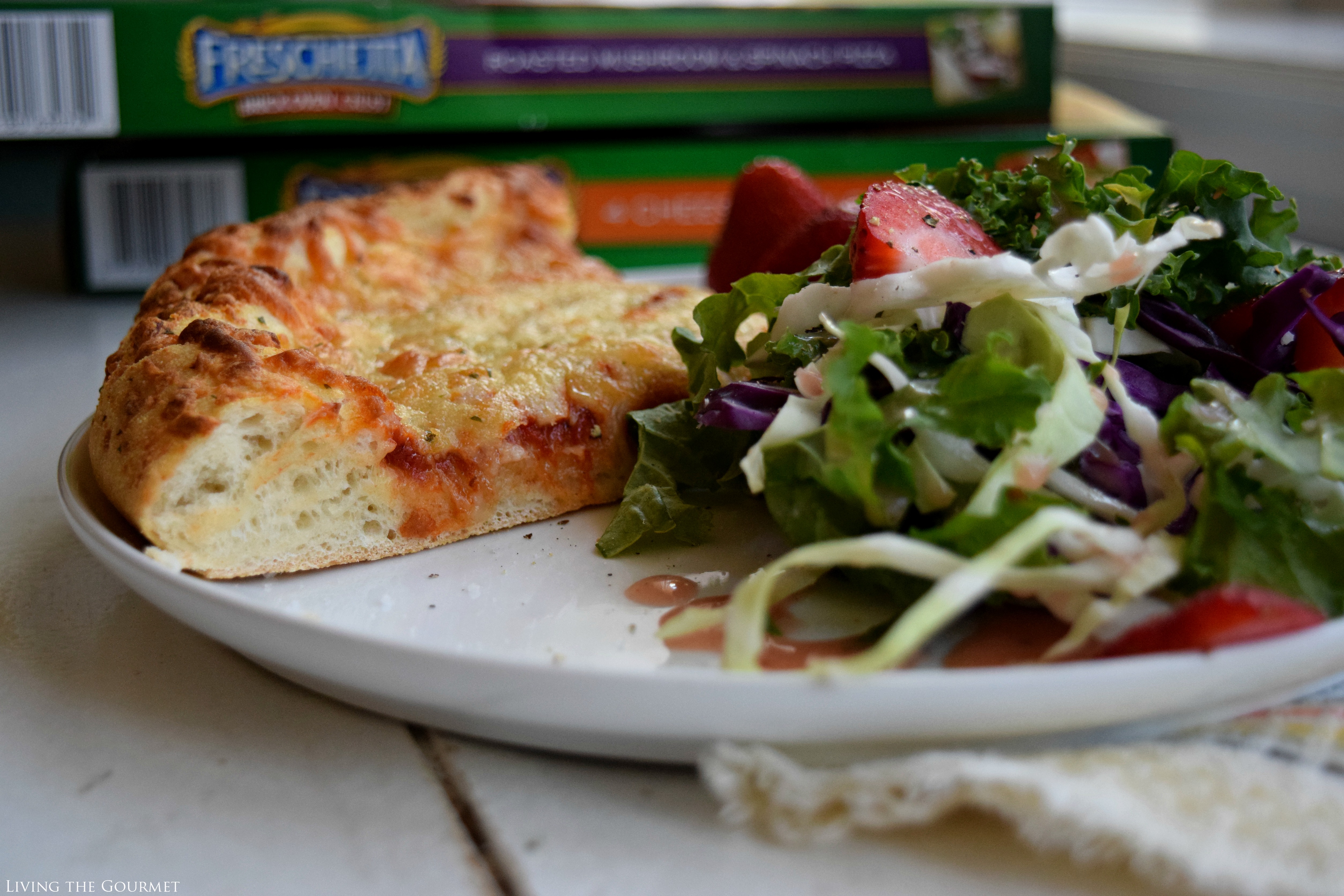 Living the Gourmet: Kale Salad with Strawberry Vinaigrette featuring Freschetta Pizza | #RealTasteForRealLife #ad