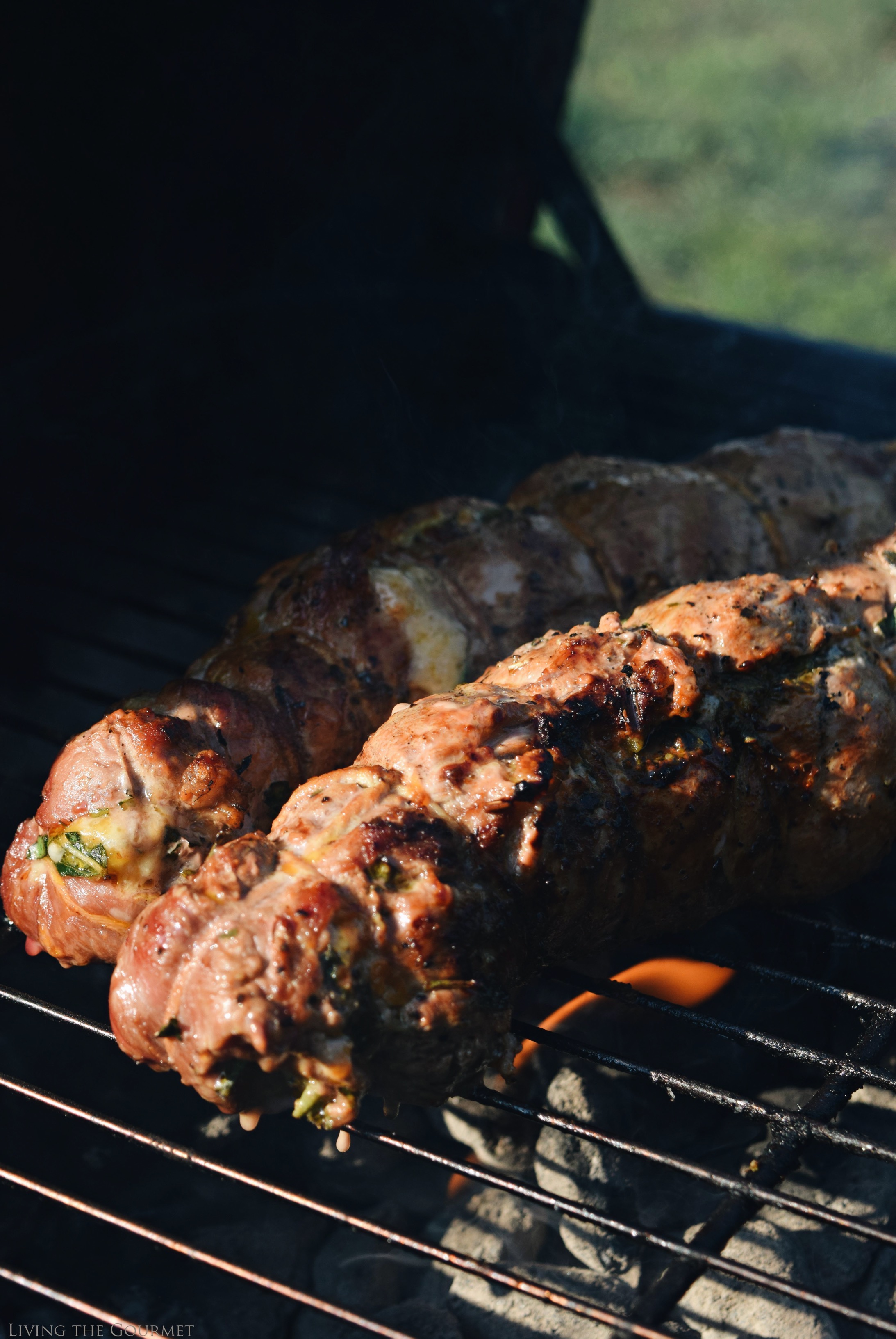 Living the Gourmet: Stuffed Pork Loin with Apricots, Basil, Garlic and Cheddar