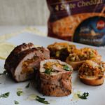 Sweet and Savory Stuffed Pork Loin and Grilled Vegetable Crostini