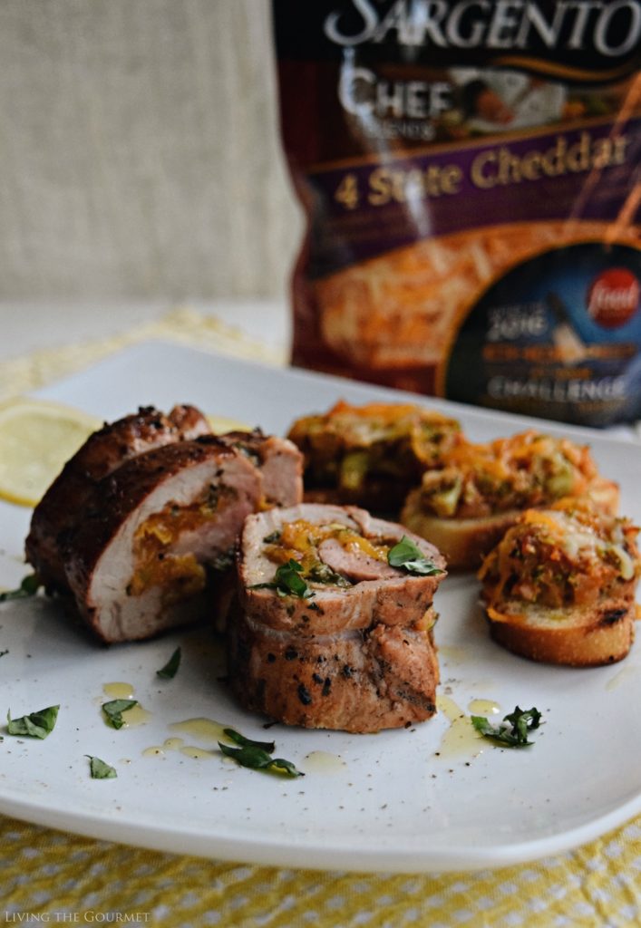 Living the Gourmet: Stuffed Pork Loin with Apricots, Basil, Garlic and Cheddar