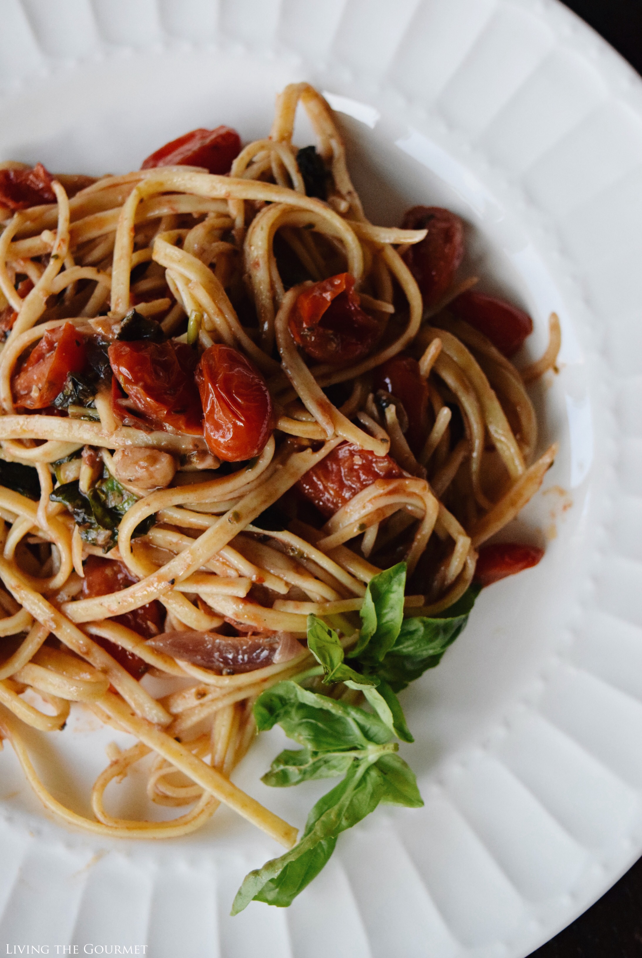 Living the Gourmet: Truffle Linguini with Fresh Tomatoes, Anchovies and Basil