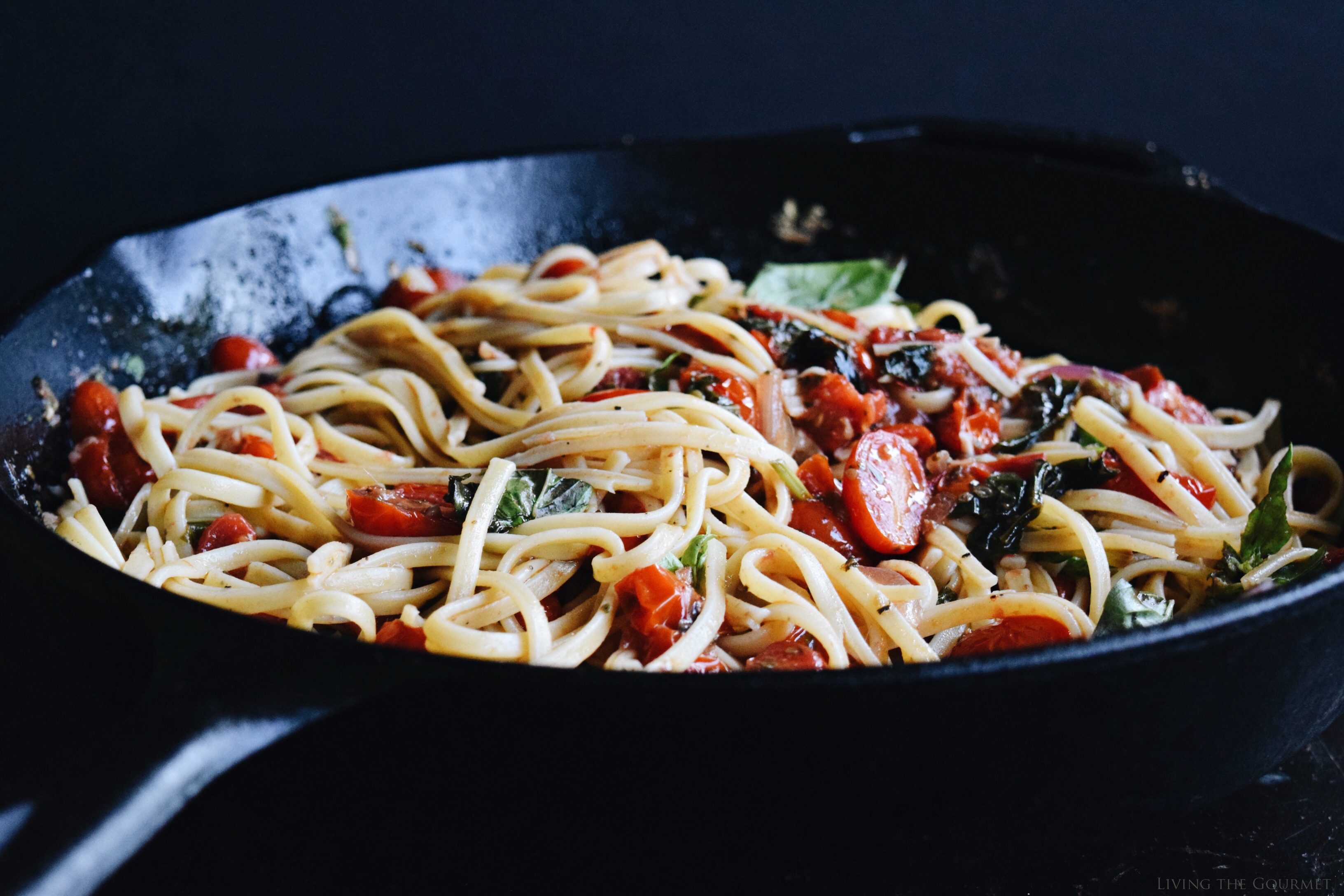 Living the Gourmet: Truffle Linguini with Fresh Tomatoes, Anchovies and Basil