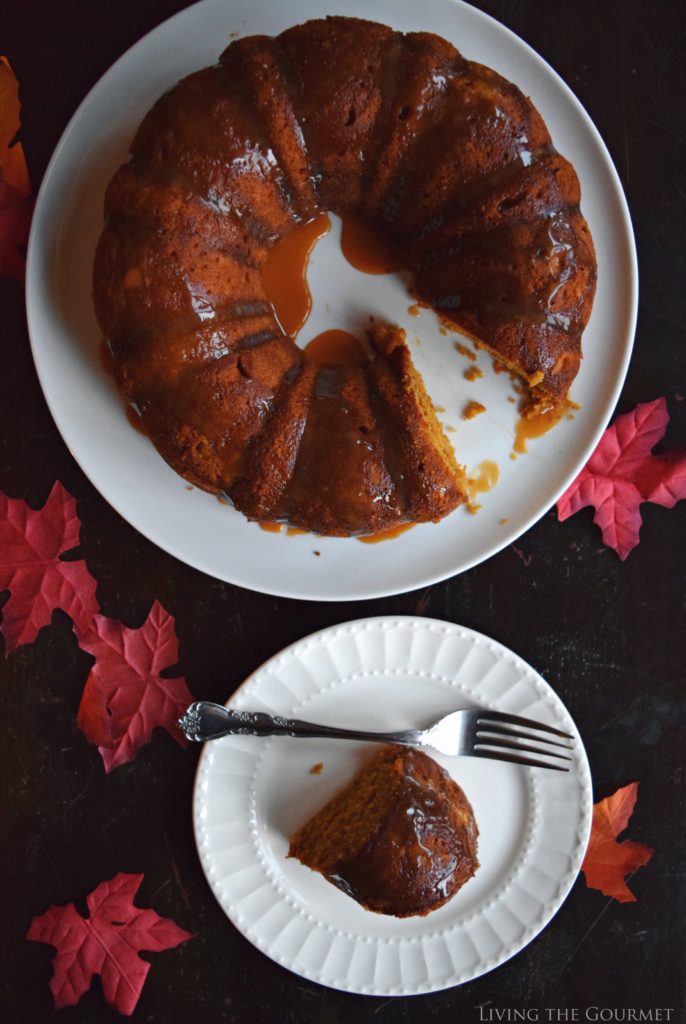 Living the Gourmet: Pumpkin Spice Cake with Caramel Drizzle