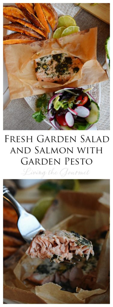 Living the Gourmet: Fresh Garden Salad and Salmon with Garden Pesto |  #BBSuperFresh #SeaFoodies #ad