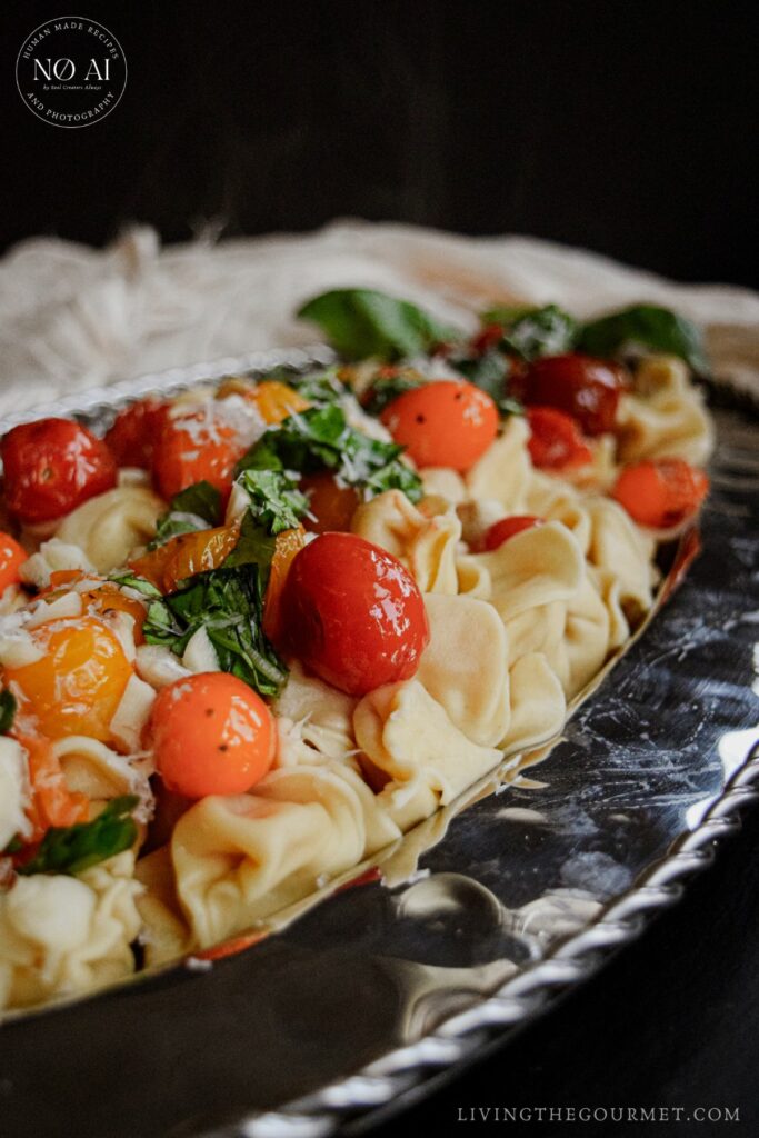 Serving Tortellini with Blistered Tomatoes