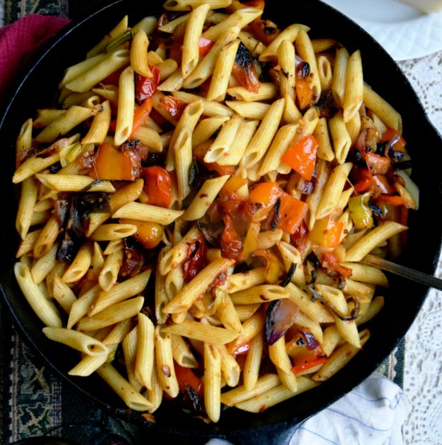 Pasta with Roasted Peppers and Tomatoes - Living The Gourmet