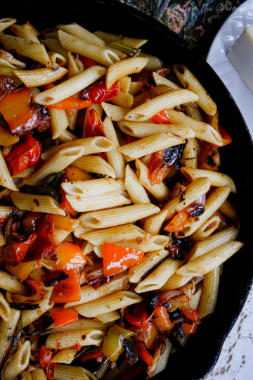 Pasta with Roasted Peppers and Tomatoes - Living The Gourmet