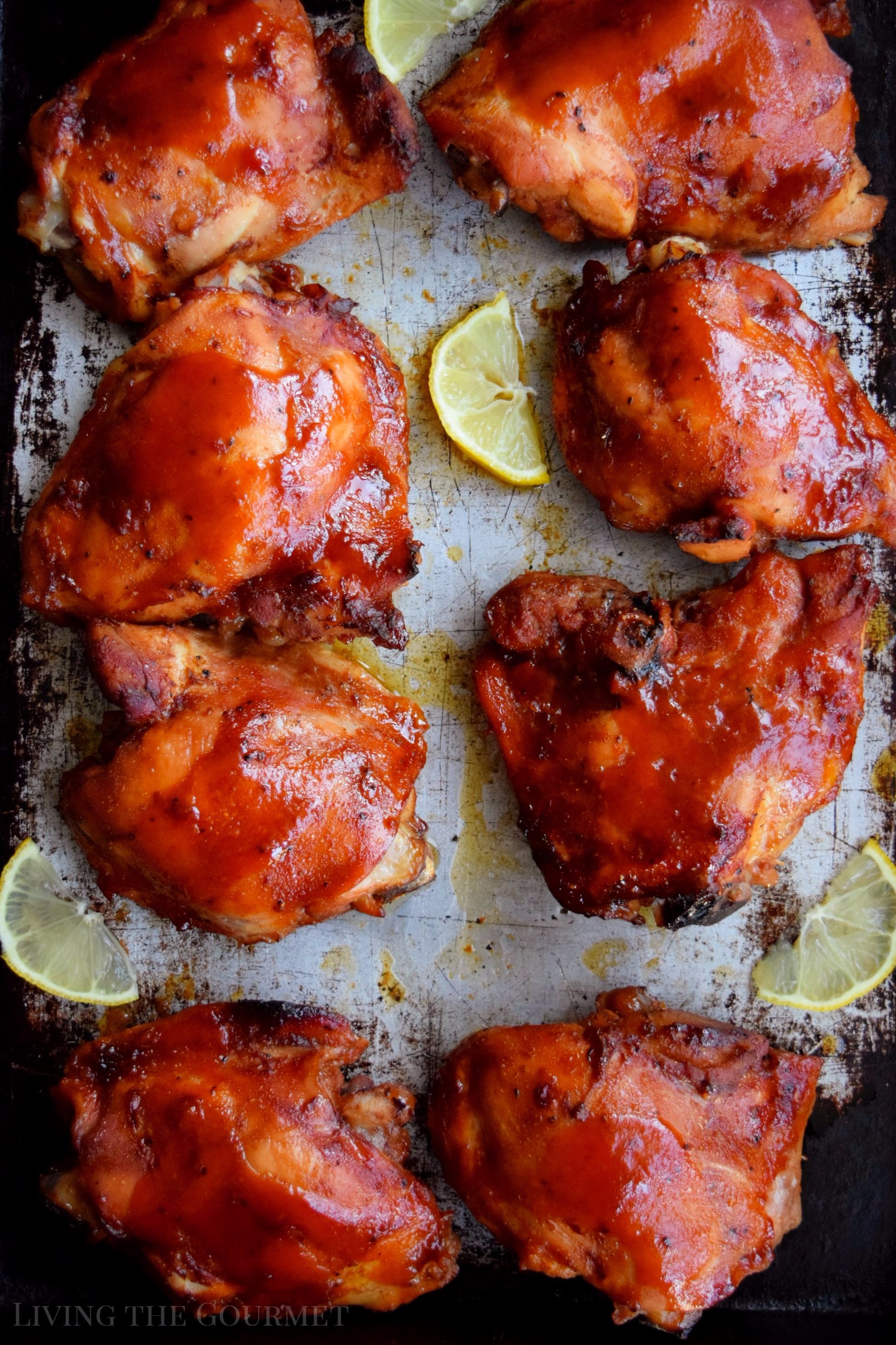 Bbq Baked Chicken Thighs Living The Gourmet