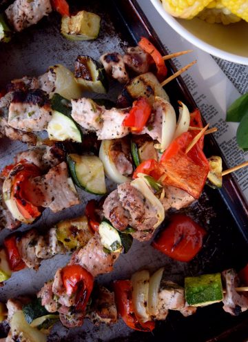 Living the Gourmet: Flame grilled Pork and Veggie Kabobs are a perfect way to enjoy the season's harvest!