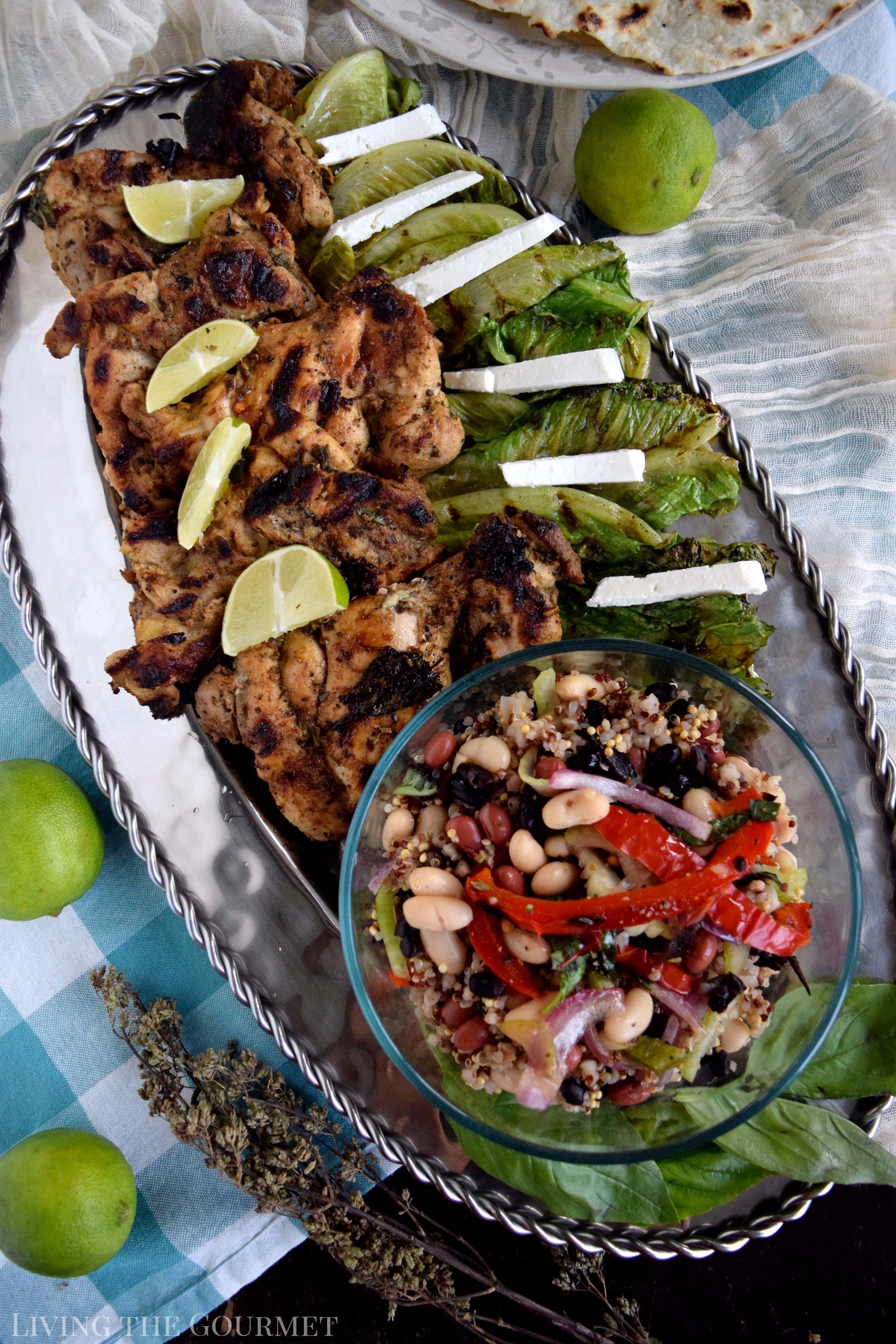 Living the Gourmet: Packed with protein, fiber, and nutrients, this Ancient Grains Three Bean Salad is served with Grilled Chicken for hearty, healthy summer meal. #vhblends #clvr