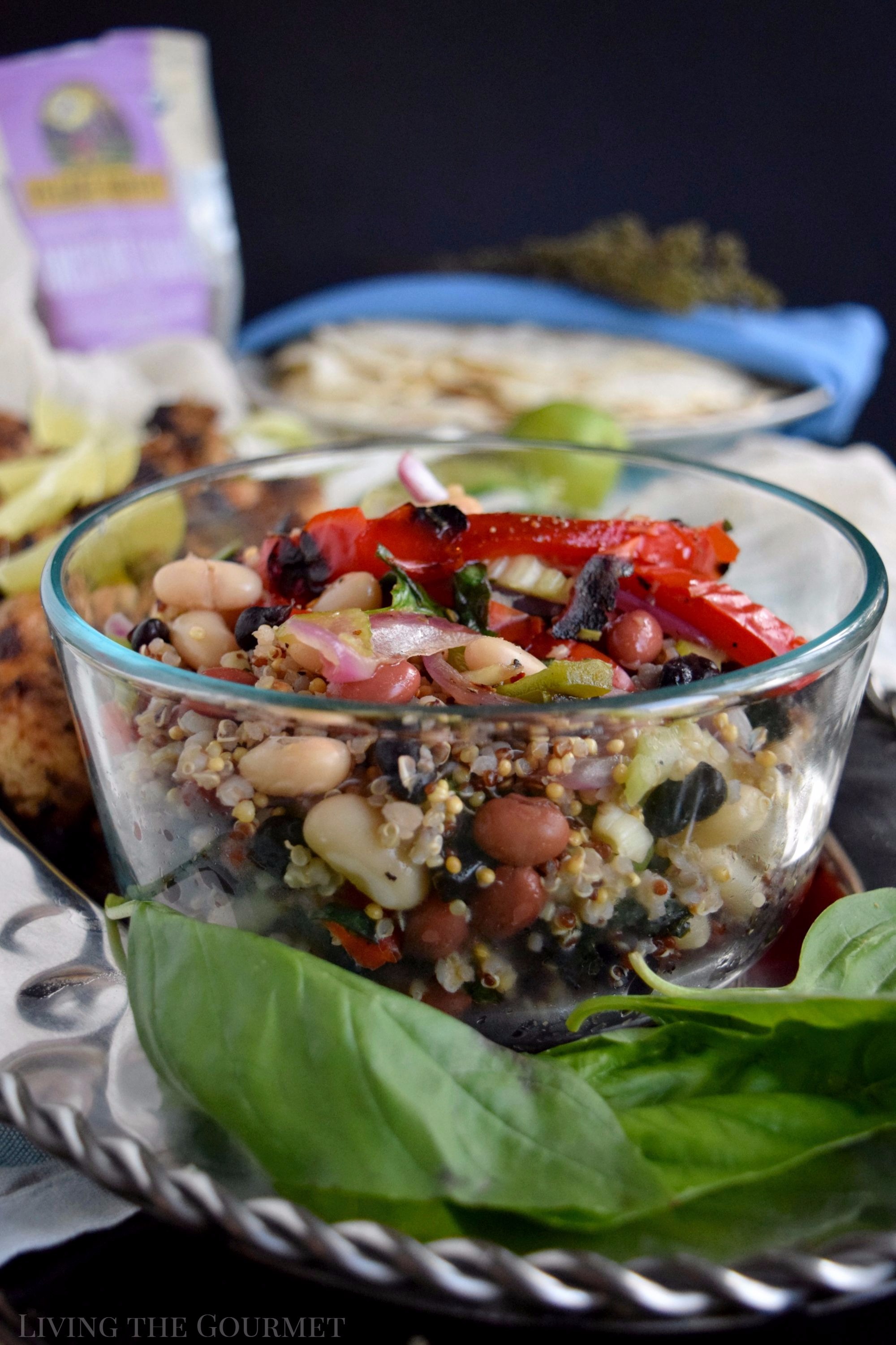 Living the Gourmet: Packed with protein, fiber, and nutrients, this Ancient Grains Three Bean Salad is served with Grilled Chicken for hearty, healthy summer meal. #vhblends #clvr