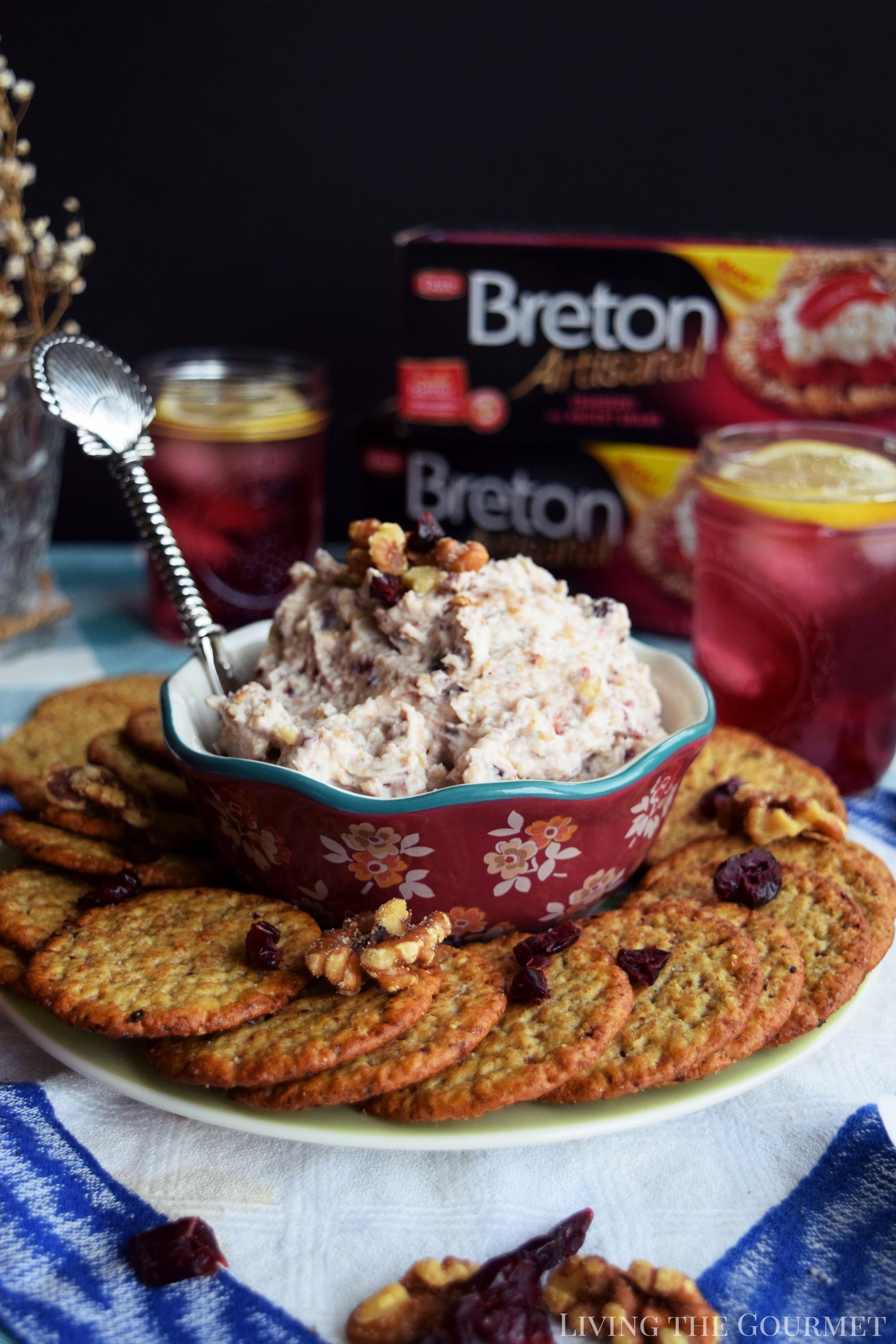 Living the Gourmet: This Cranberry, Walnut and Honey Spread is a perfect send off to summer. It is a light, delicious spread that evokes the flavors of the Fall season. #BetterWithBreton #ad