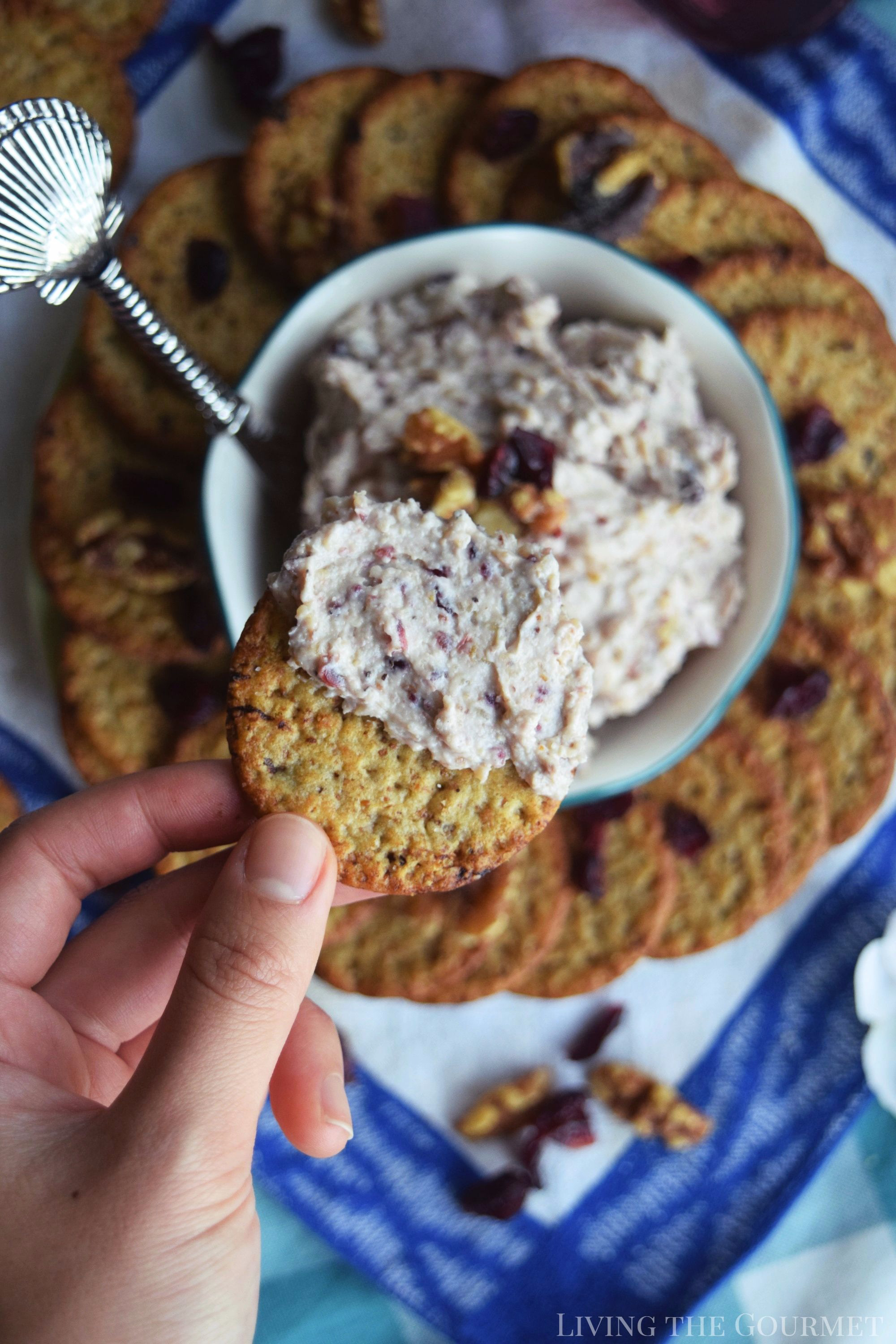 Living the Gourmet: This Cranberry, Walnut and Honey Spread is a perfect send off to summer. It is a light, delicious spread that evokes the flavors of the Fall season. #BetterWithBreton #ad