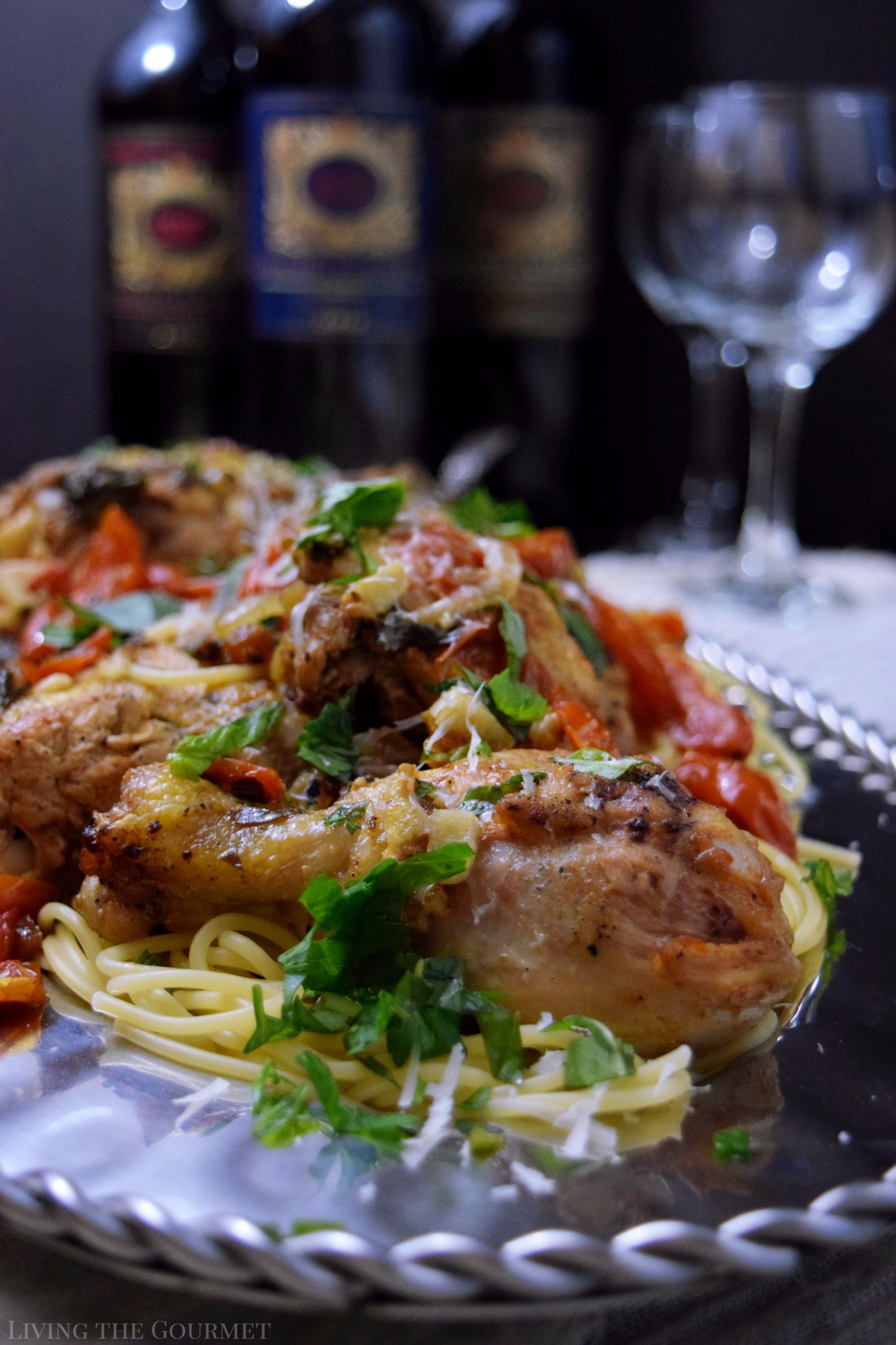 Chicken with Fresh Basil and Tomato and Iceberg Lettuce Salad