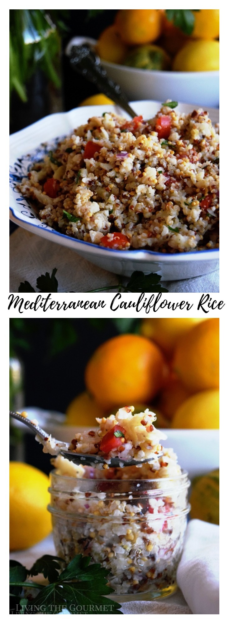 Mediterranean Cauliflower Rice - Living The Gourmet