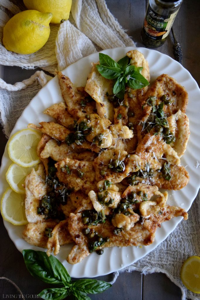 Lemon Chicken with Capers and Polenta with Artichoke Hearts and