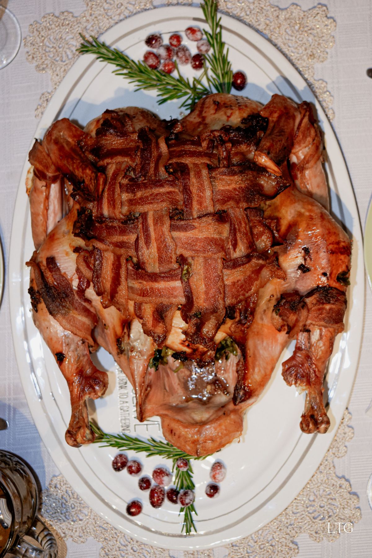 Bacon-Wrapped Herbed Turkey with Greek Wine Pairings for Thanksgiving