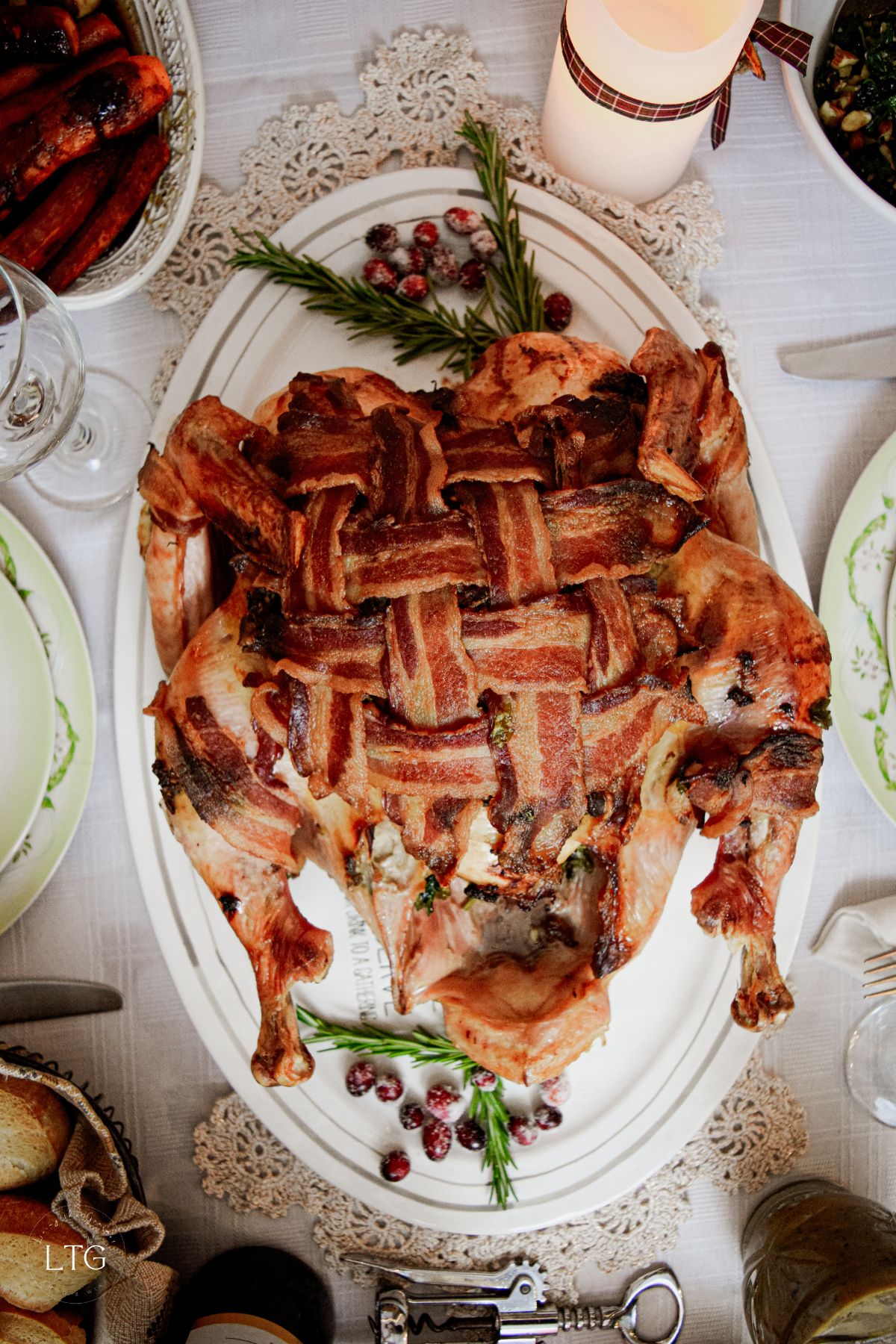 Bacon-Wrapped Herbed Turkey with Greek Wine Pairings for Thanksgiving