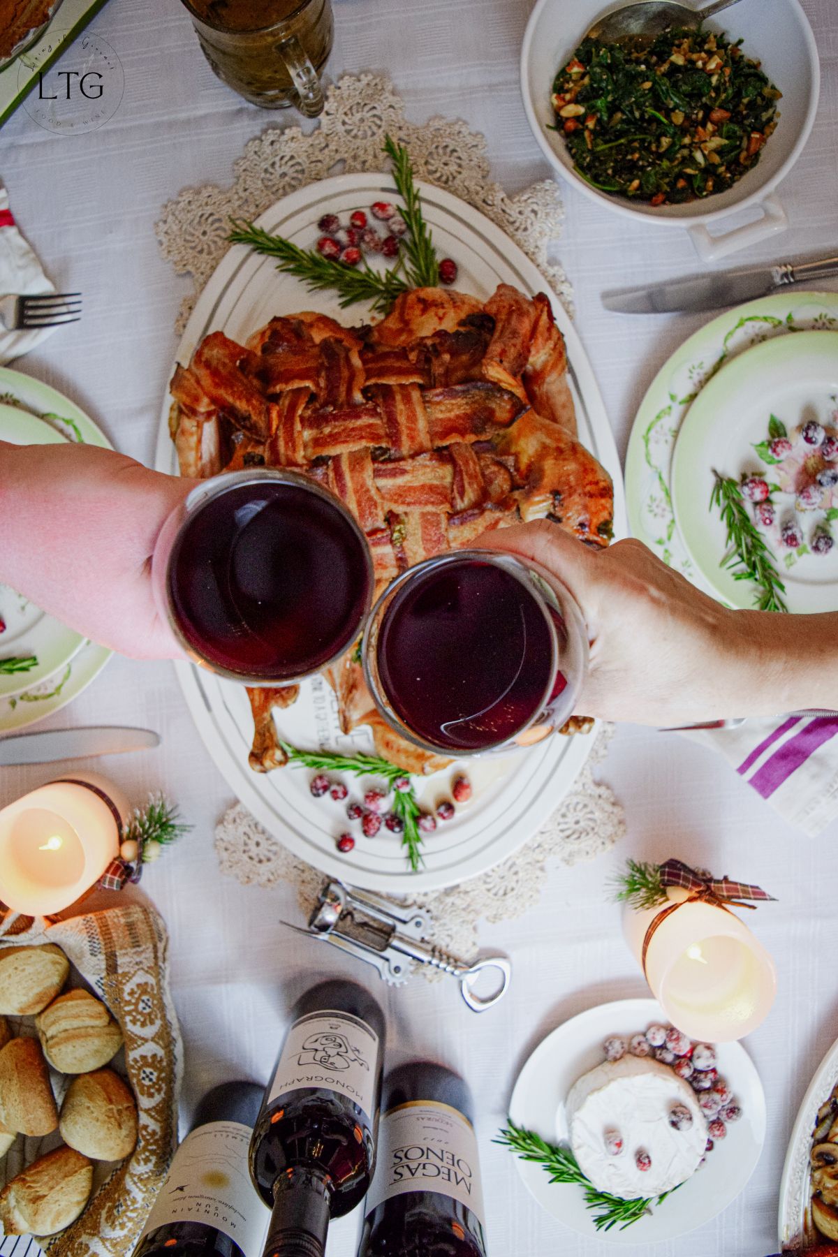 Bacon-Wrapped Herbed Turkey with Greek Wine Pairings for Thanksgiving