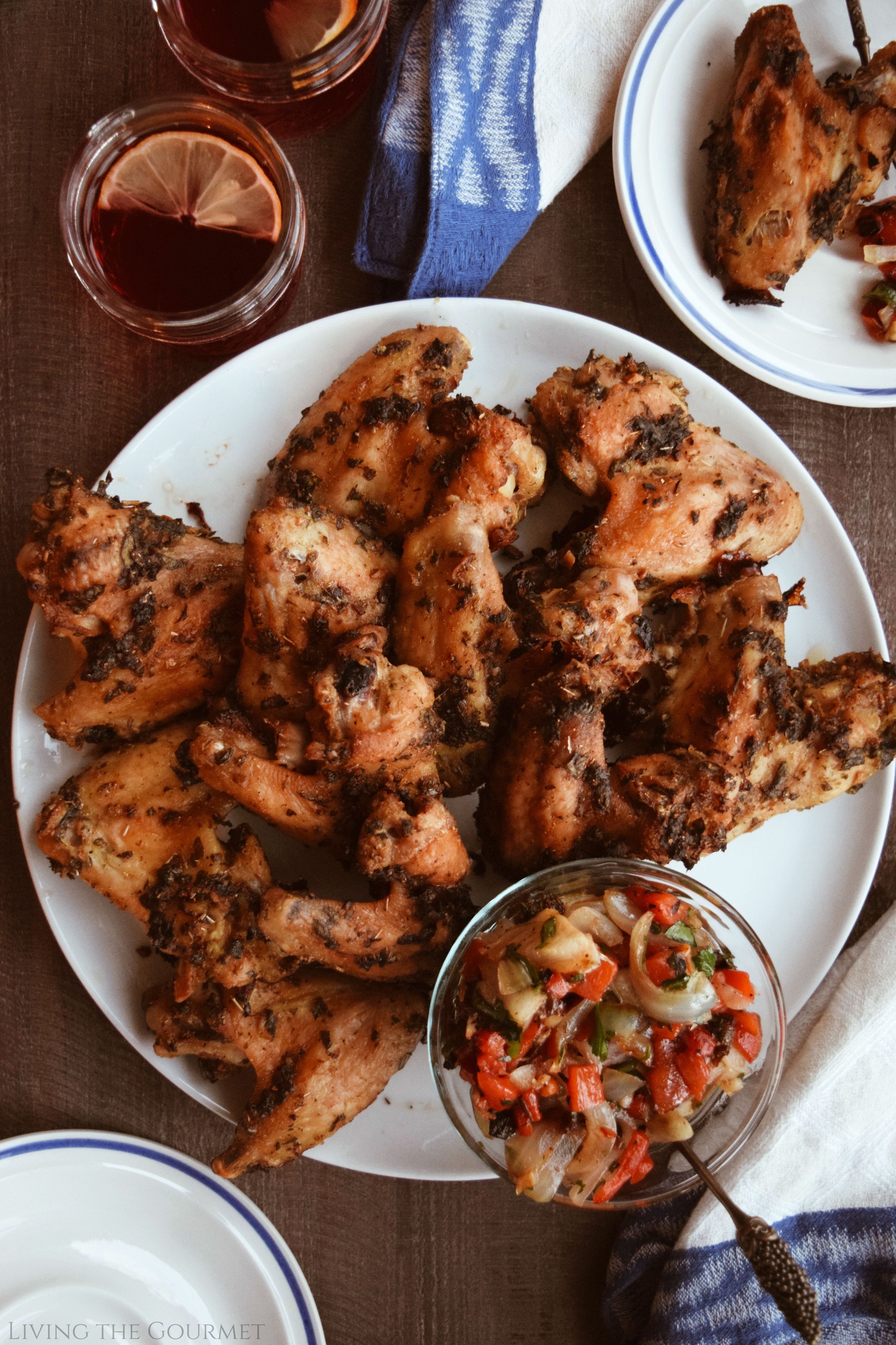 Mediterranean Style Chicken Wings with Grilled Onion & Pepper Chutney ...