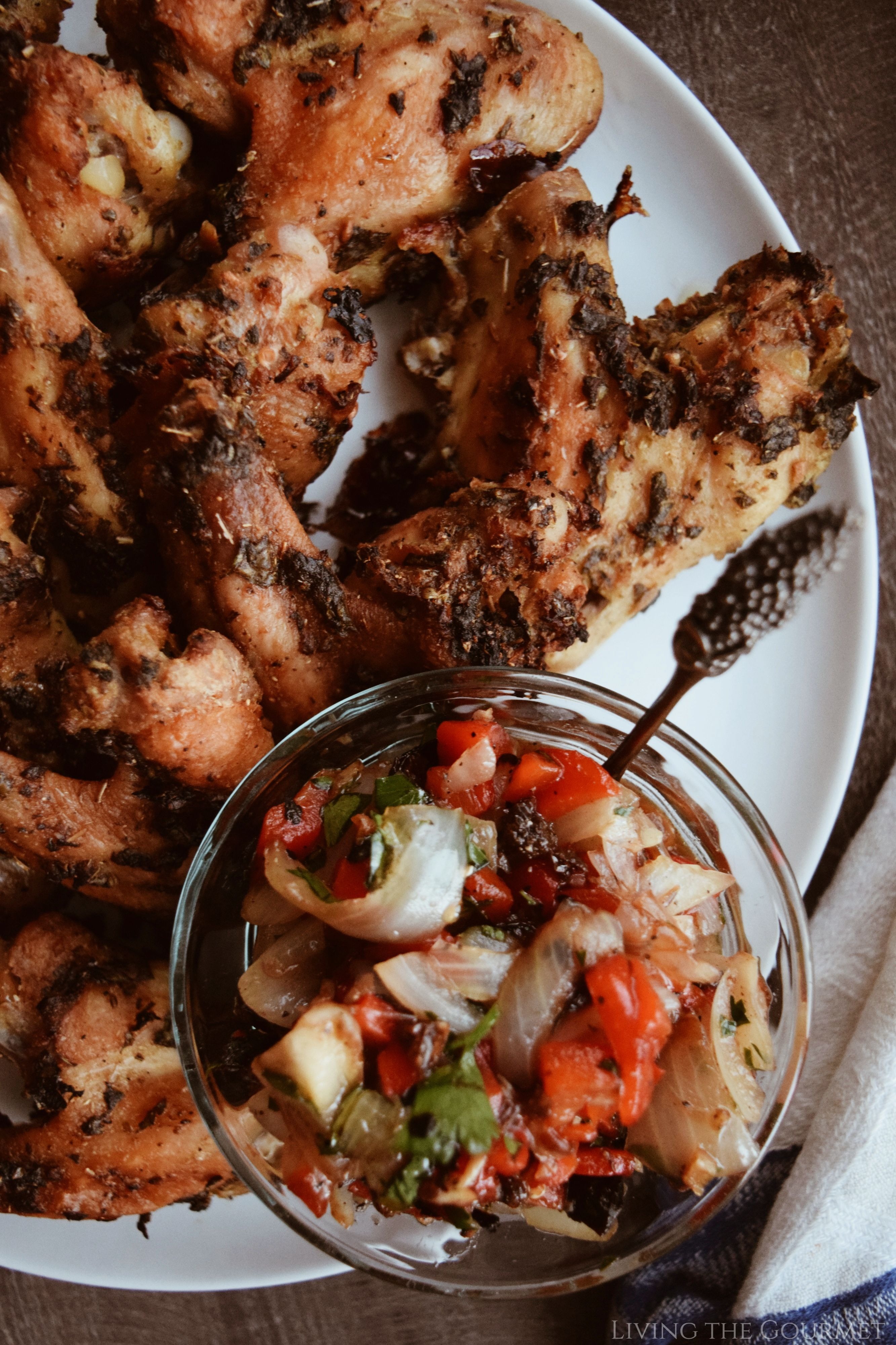 Mediterranean Style Chicken Wings with Grilled Onion & Pepper Chutney ...