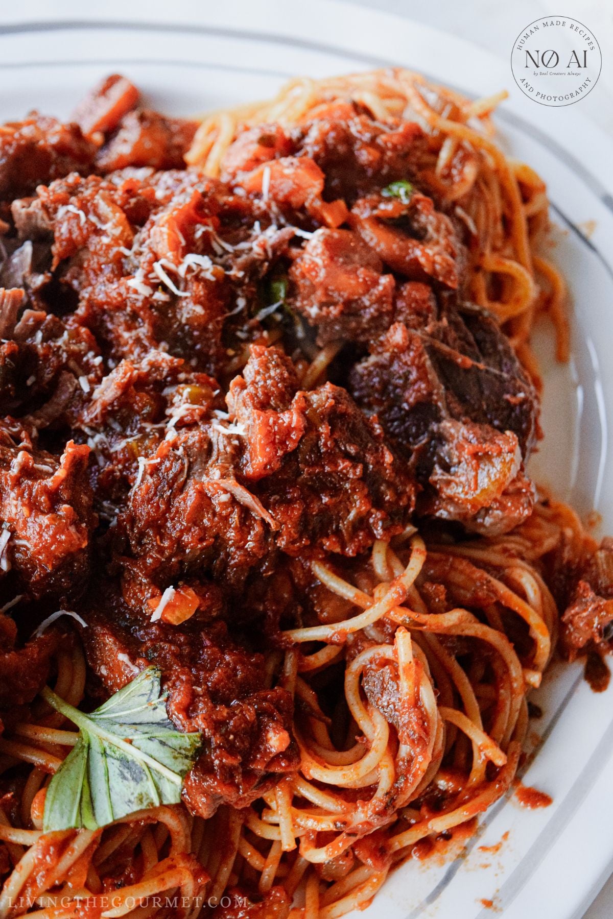 Oven Baked Chuck Roast tossed with spaghetti