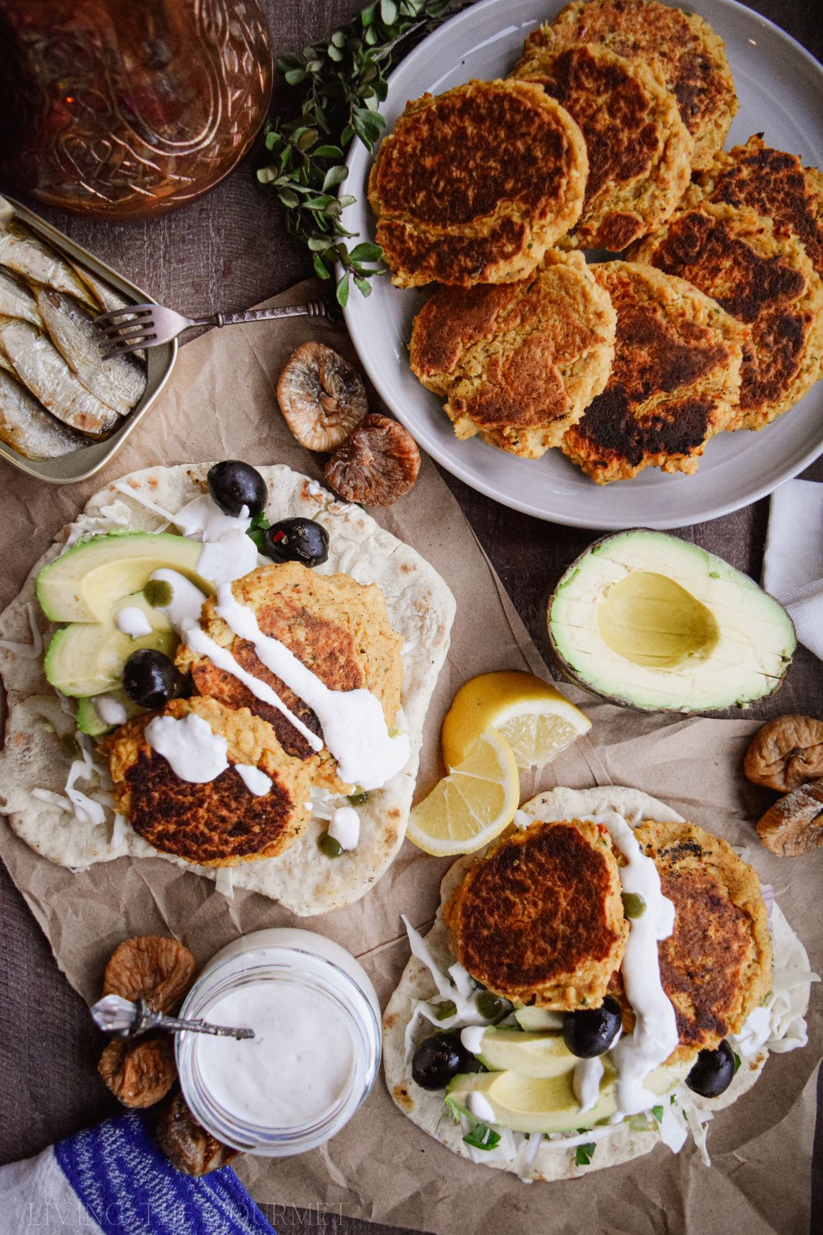 Homemade Falafel with Pita and Yogurt Tzatziki