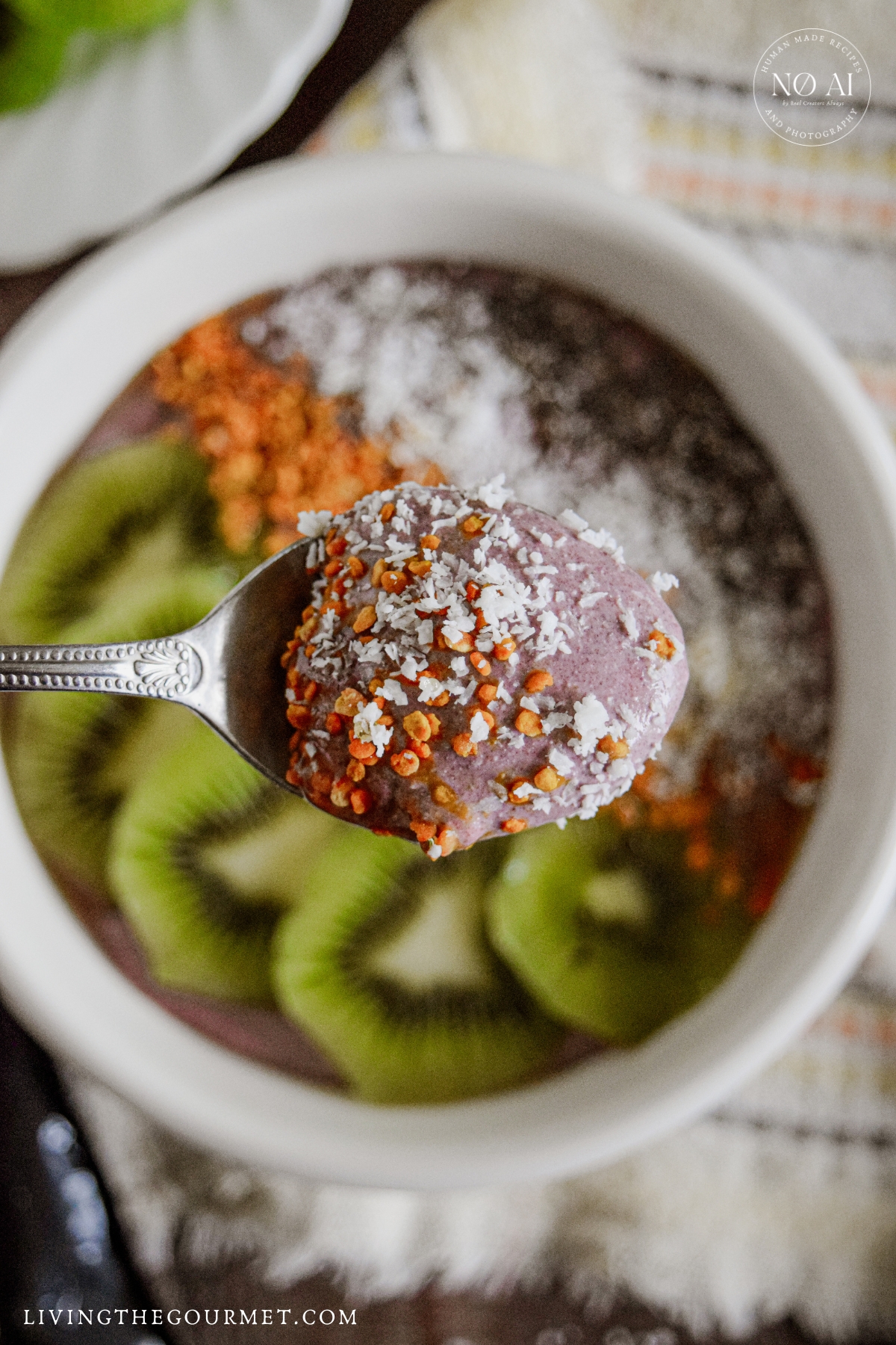 Acai Yogurt Bowl featuring bee pollen and coconut flakes