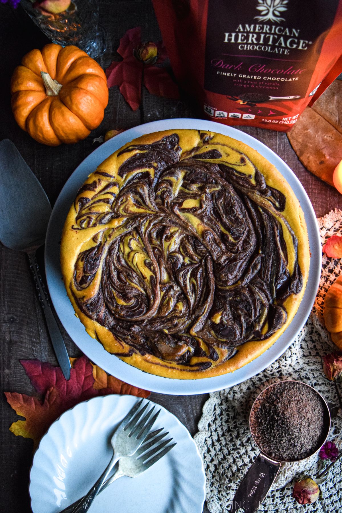 Chocolate Swirl Pumpkin Cheesecake